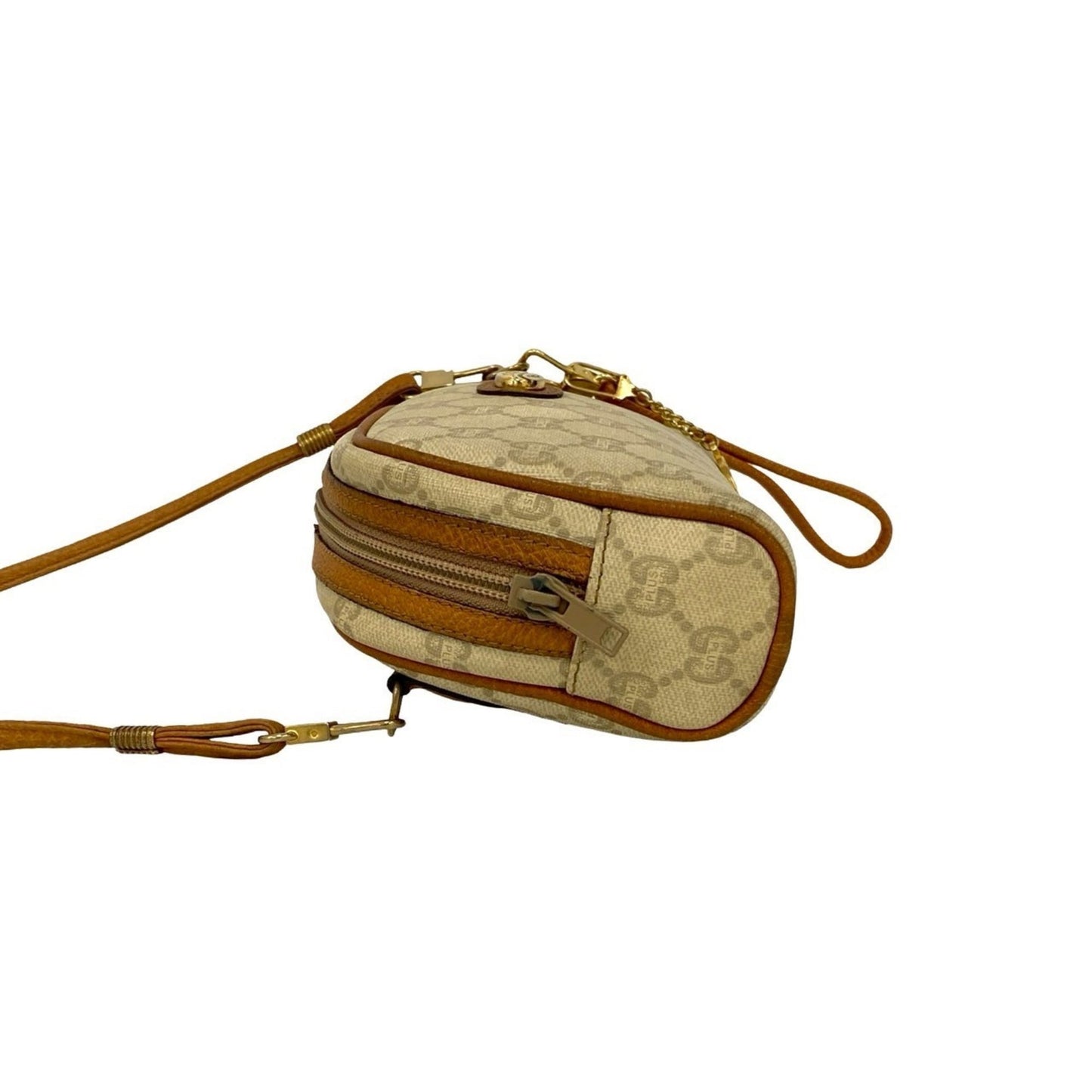Gucci Beige Brown Leather Pvc Pochette Shoulder Bag ( )