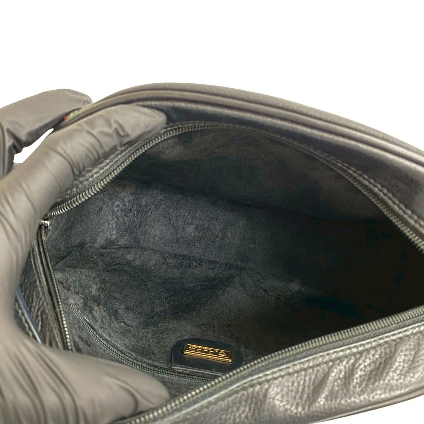 Gucci Black Green Red Color Leather Pochette Shoulder Bag ( )