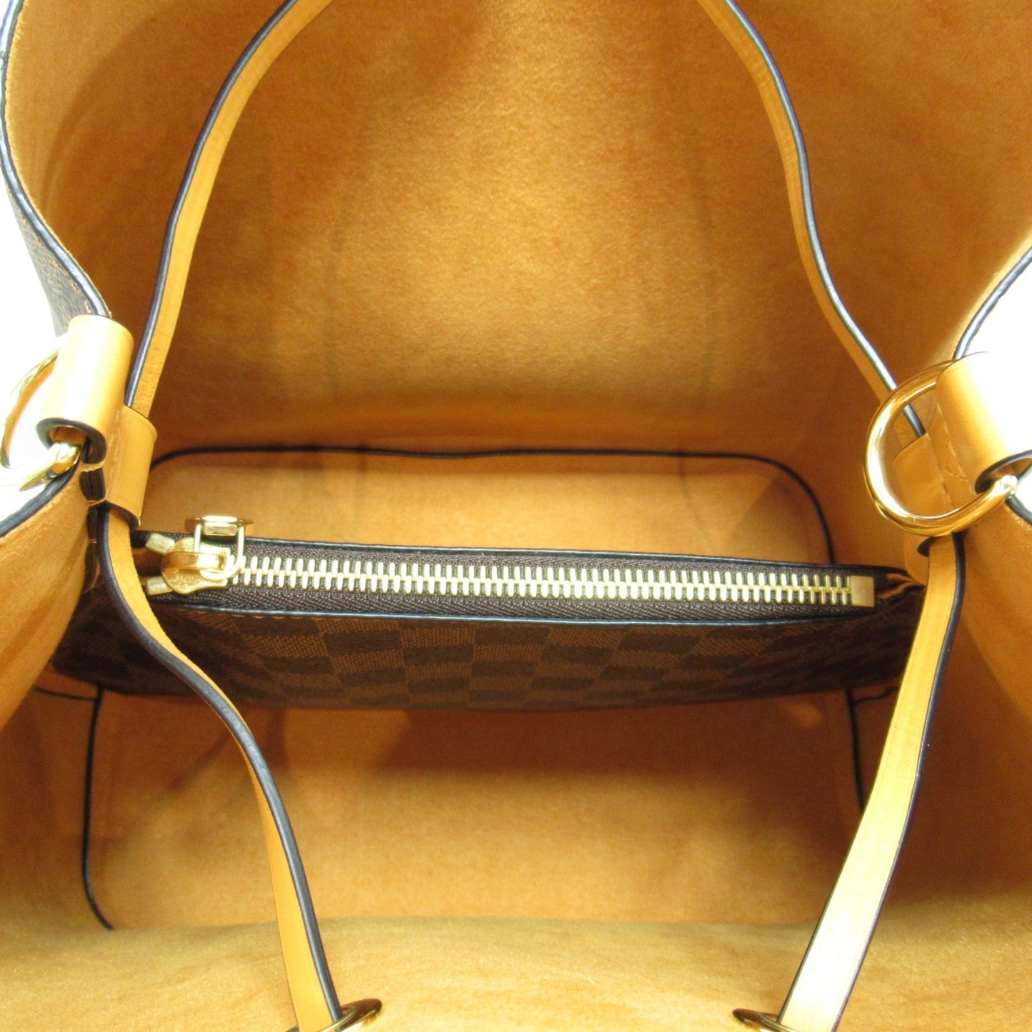 LOUIS VUITTON Neo Noe Shoulder Bag Brown Ebene Saffron Damier PVC coated canvas