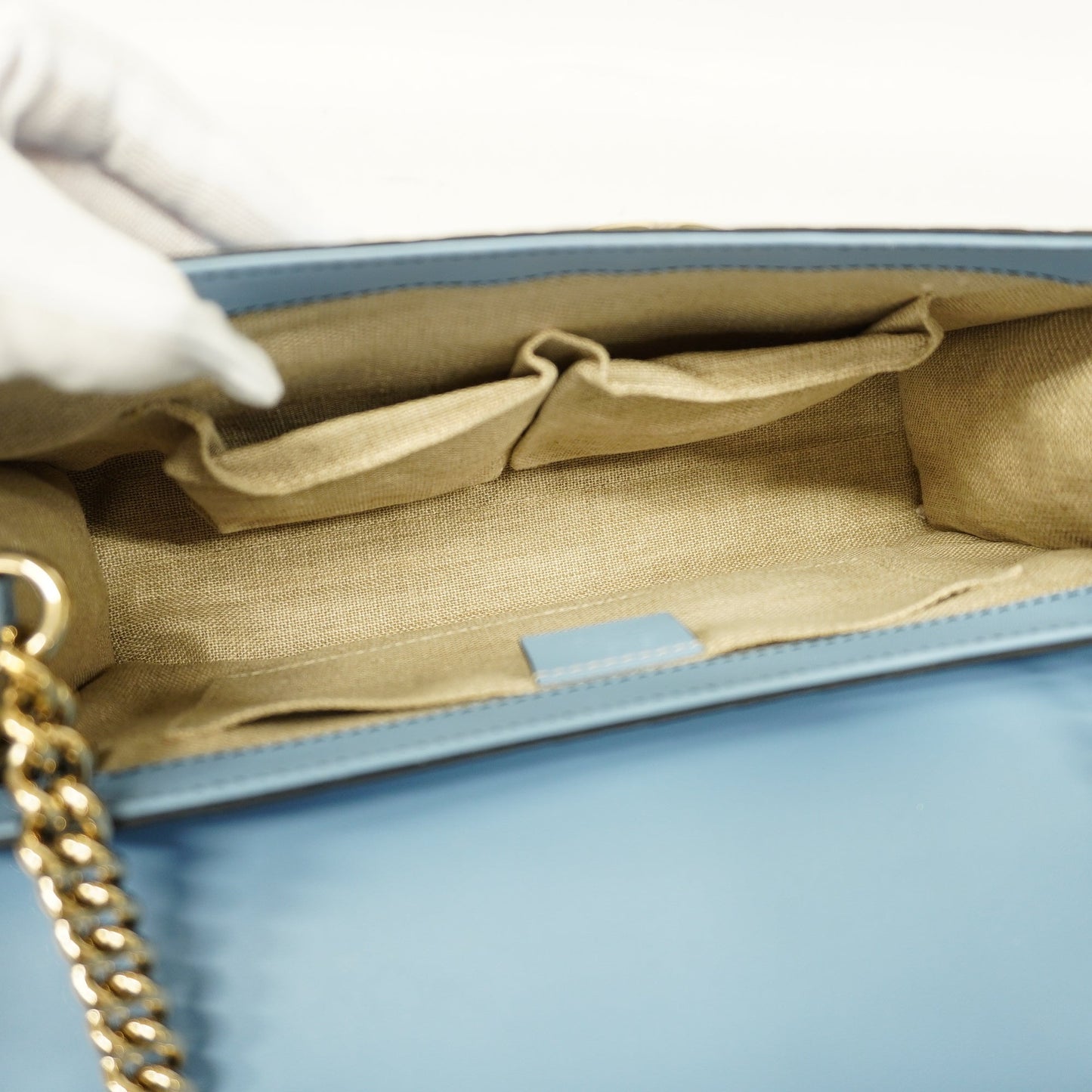 GUCCI Auth  Micro GG Emily 449635 Women's Leather Shoulder Bag Light Blue