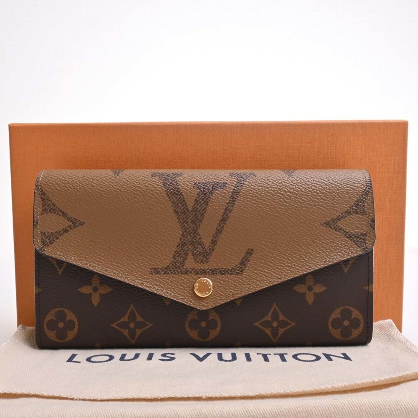 LOUIS VUITTON Monogram Giant Reverse Portefeuille Sarah Long Wallet M80726 Brown Women's
