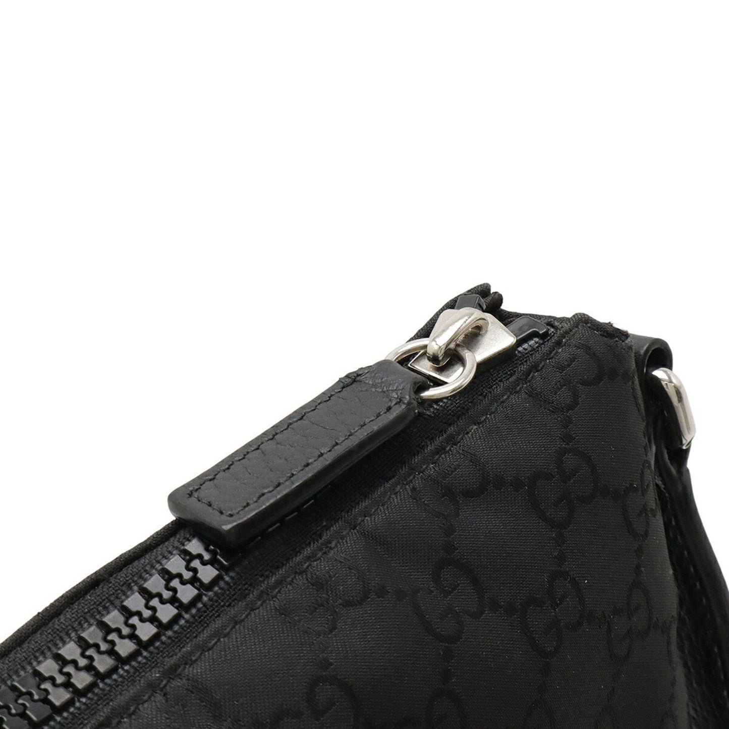 Gucci Black Gray Nylon Leather Shoulder Bag ( )