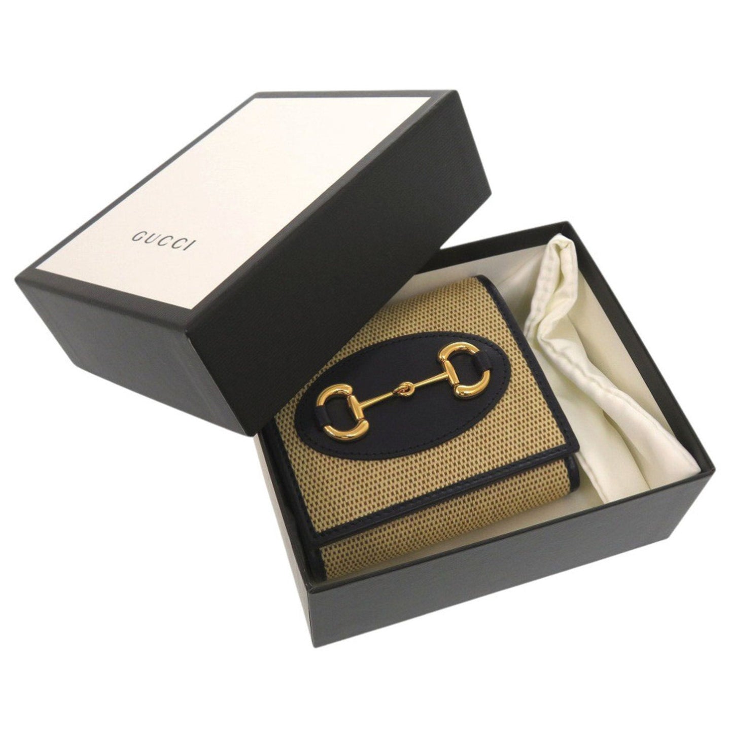 Gucci Beige Navy Canvas Leather Wallet (Bi-Fold) ( )