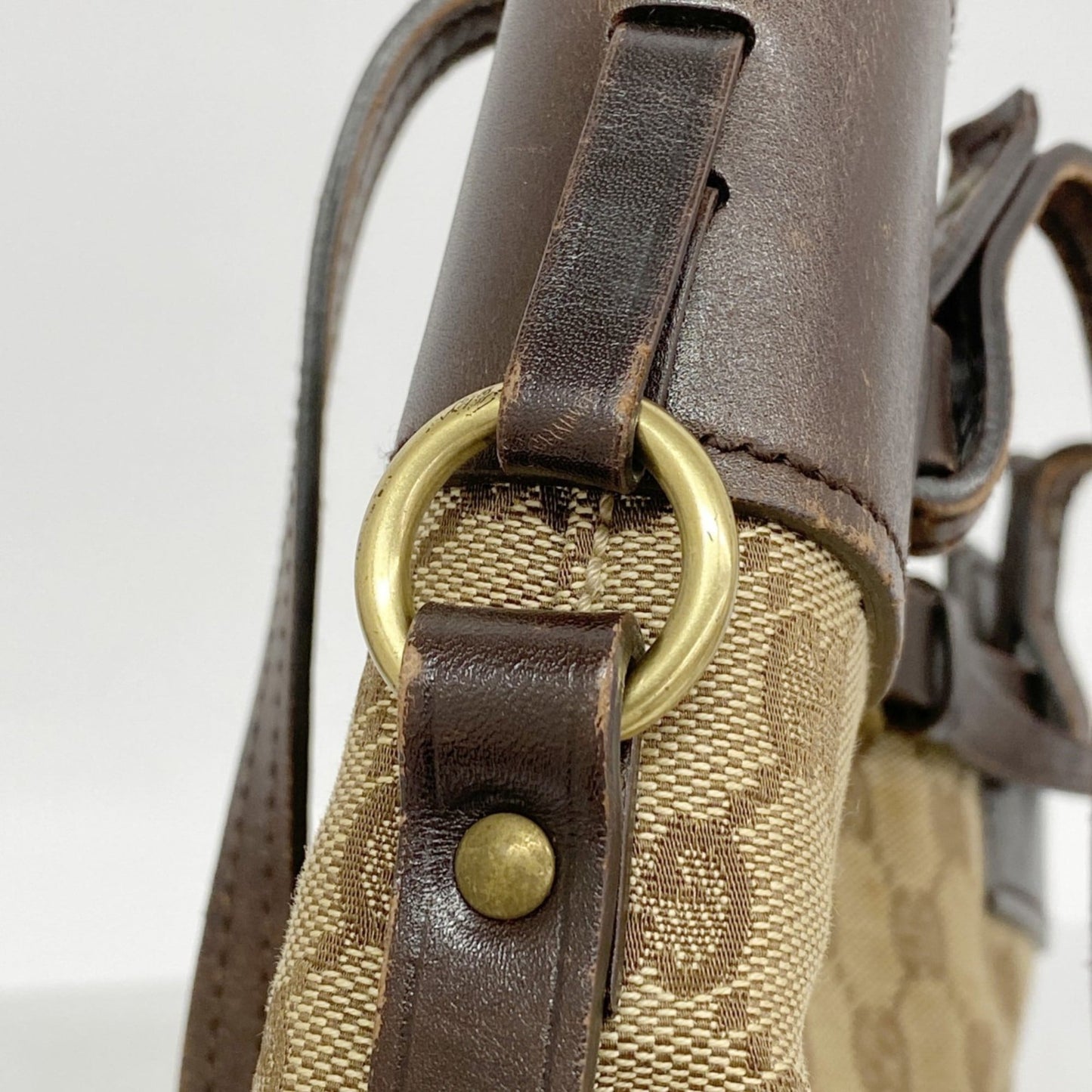 Gucci Beige Brown Canvas Handbag ( )