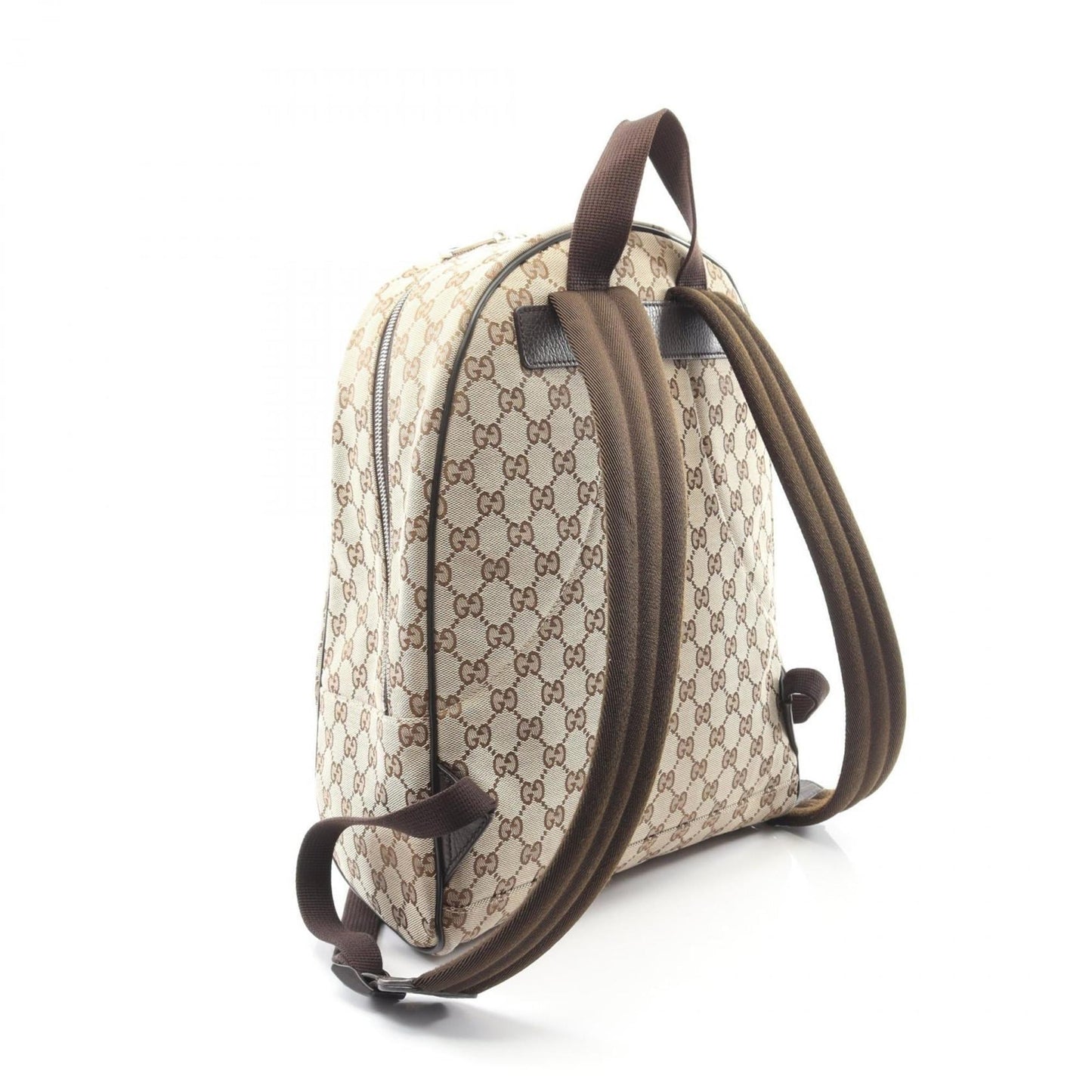 Gucci Beige Brown Canvas Leather Backpack ( )