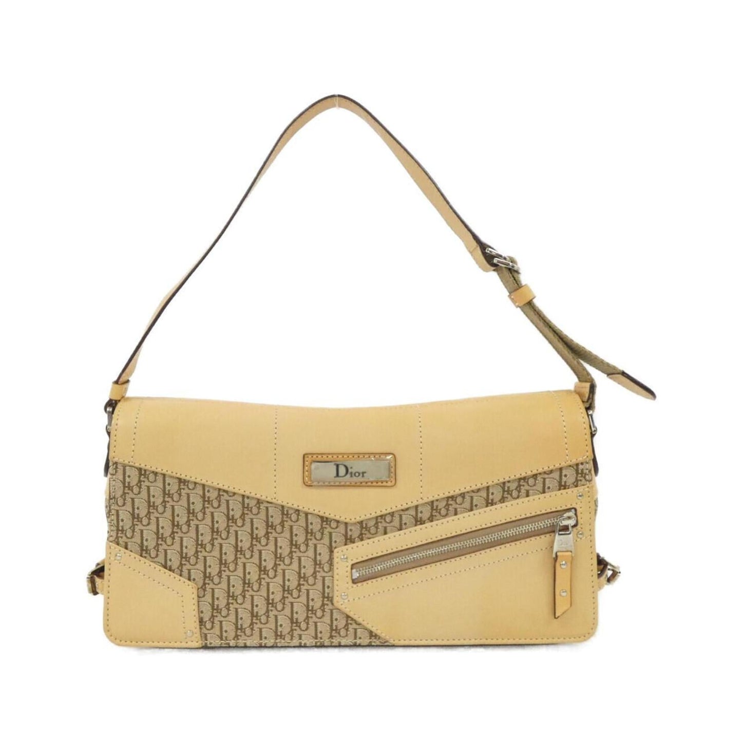 Christian Dior Beige Canvas Leather Shoulder Bag ()