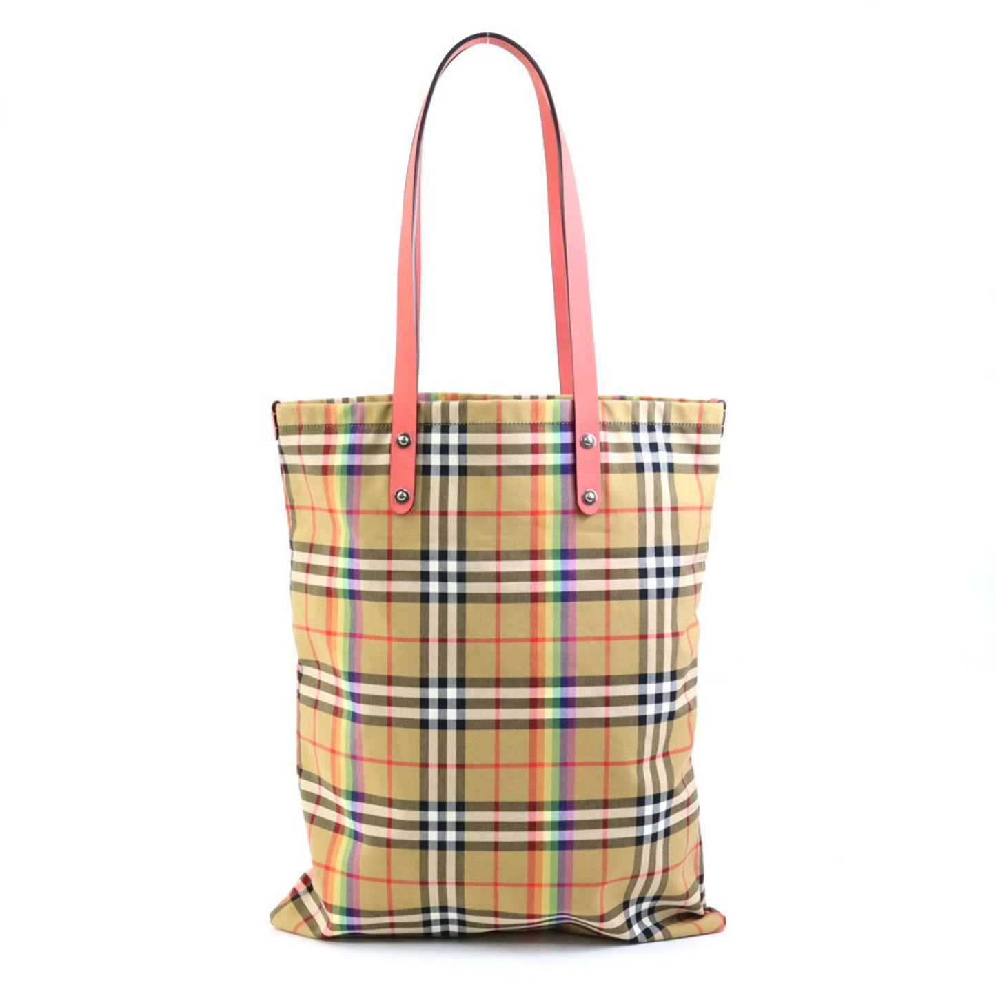 Burberry Beige Pink Cotton Leather Shoulder Bag Tote Bag ( )