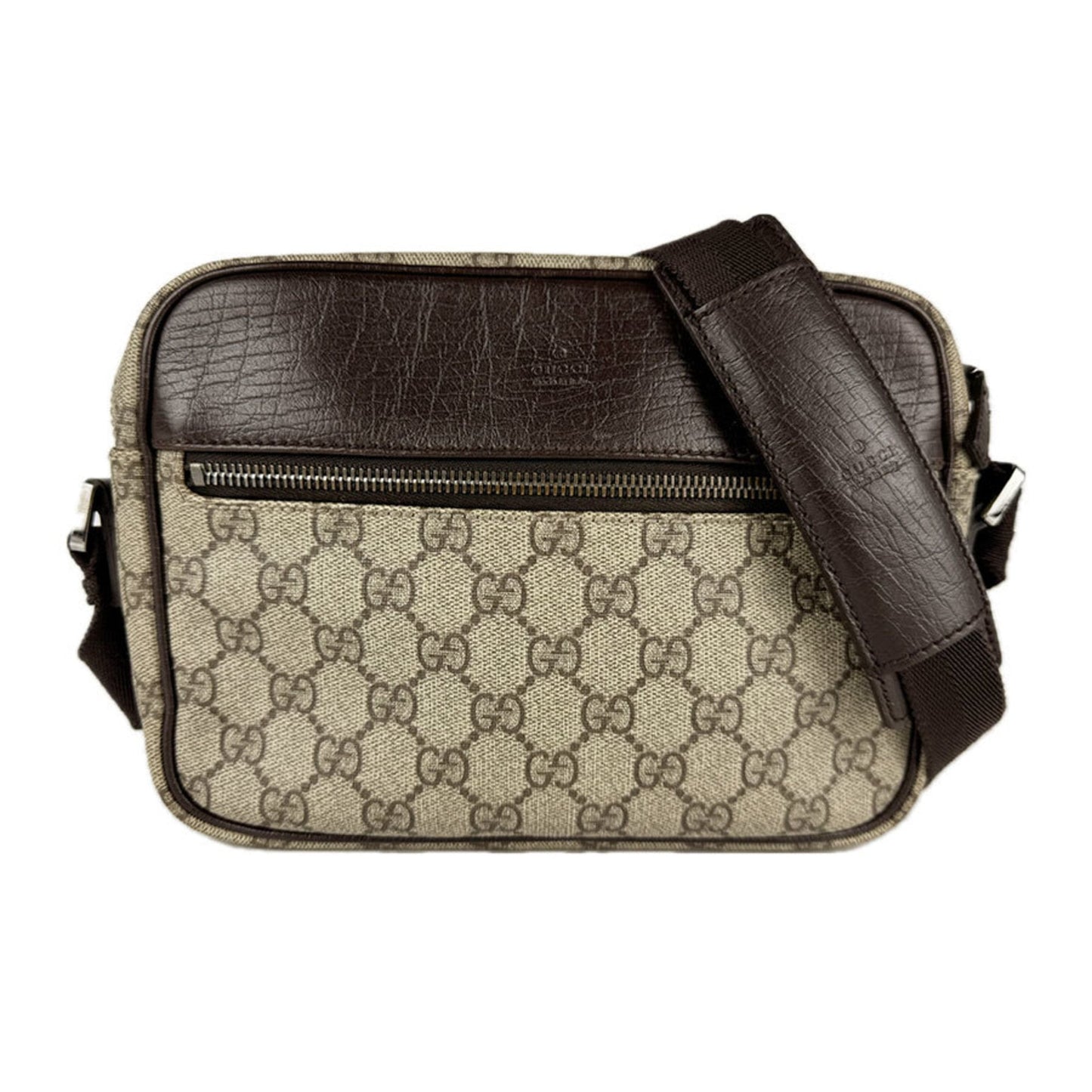 Gucci Brown Gg Supreme Leather Shoulder Bag ( )