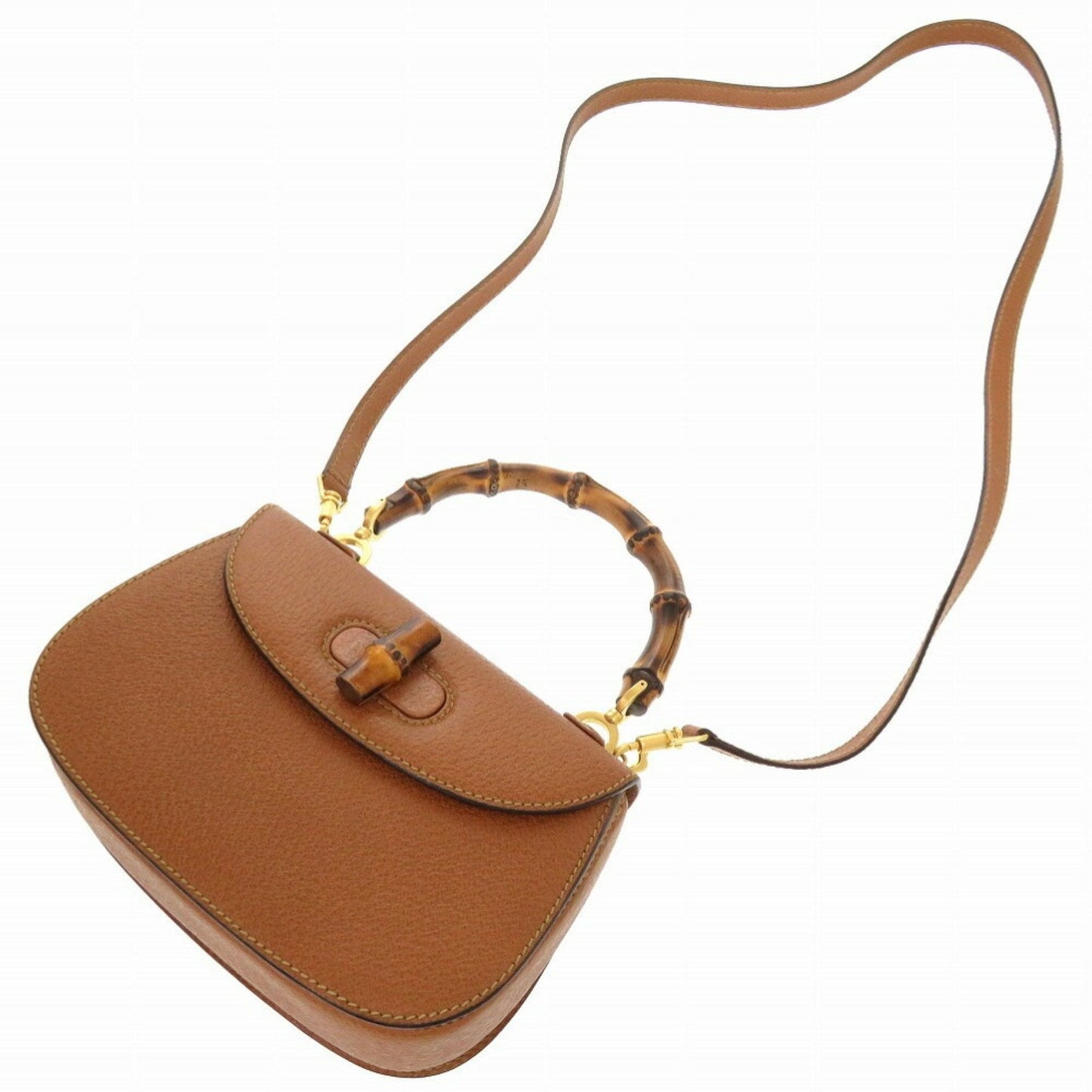 Gucci Brown Bamboo Leather Handbag ( )