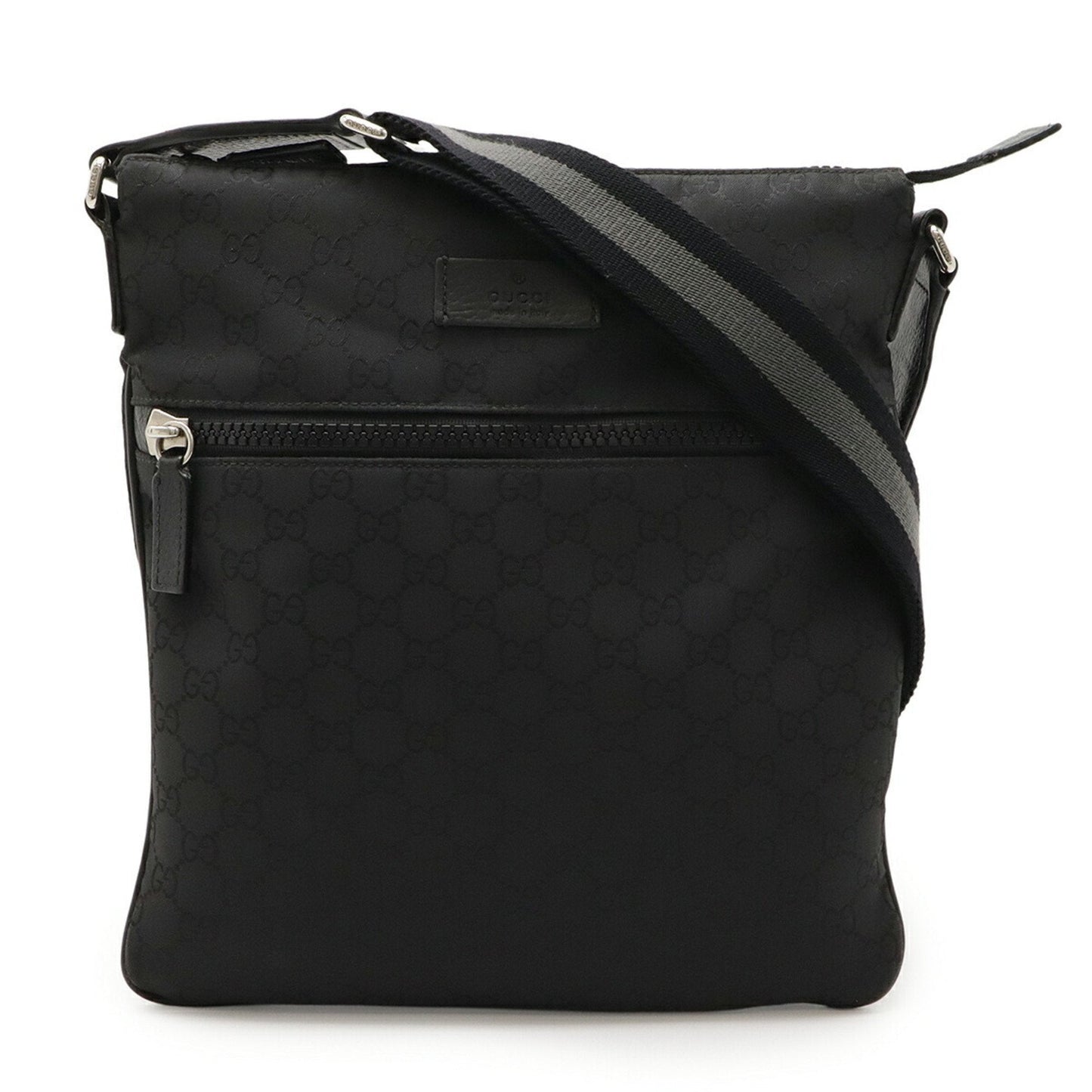 Gucci Black Gray Nylon Leather Shoulder Bag ( )