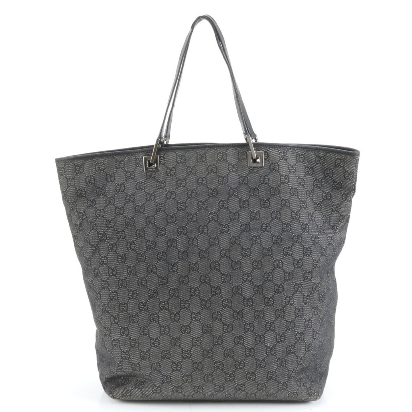 Gucci Black Leather Canvas Tote Bag ( )