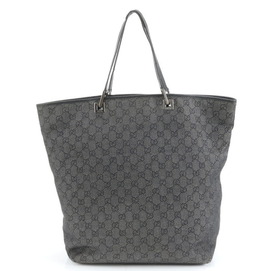 Gucci Black Leather Canvas Tote Bag ( )