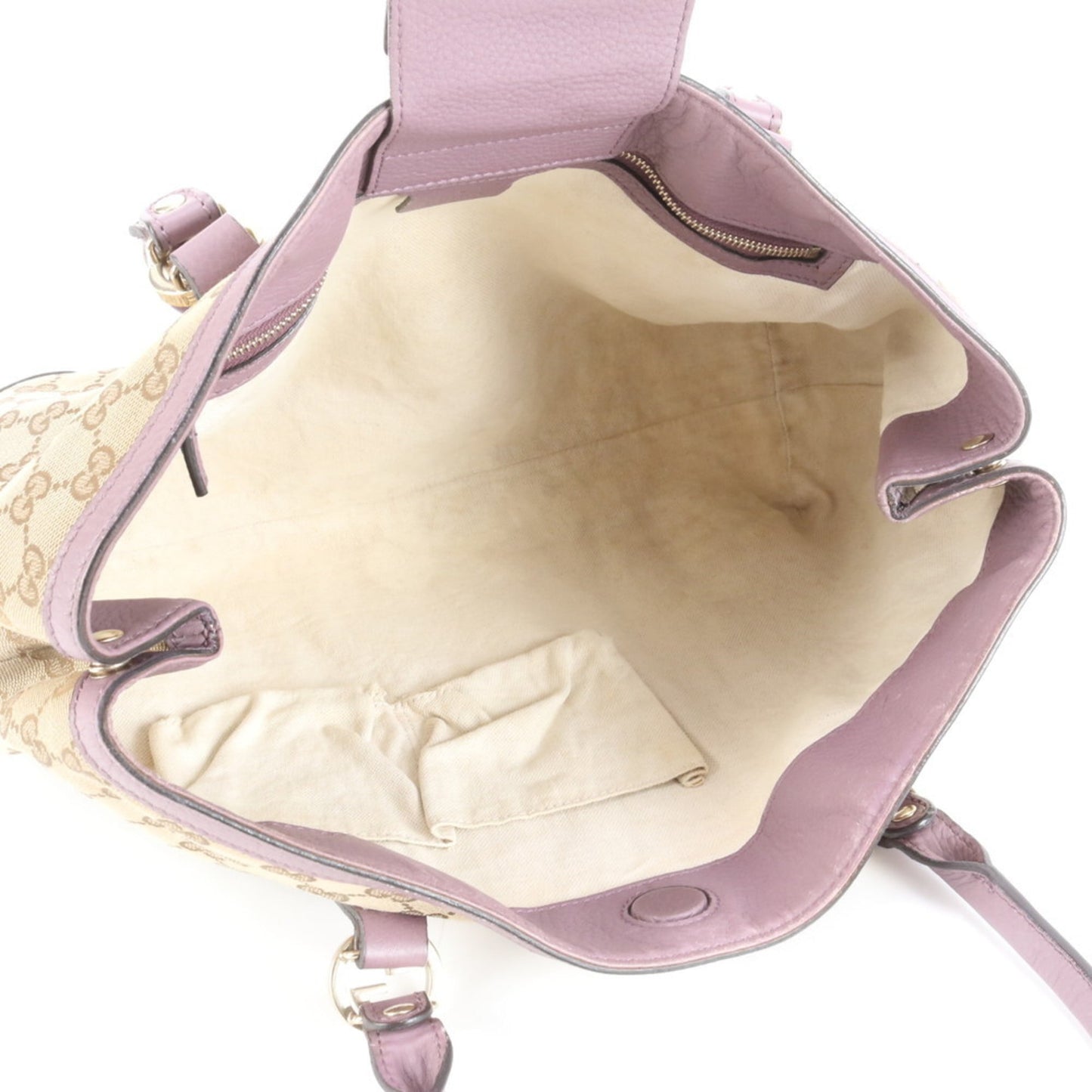 Gucci Brown Purple Leather Canvas Tote Bag ( )