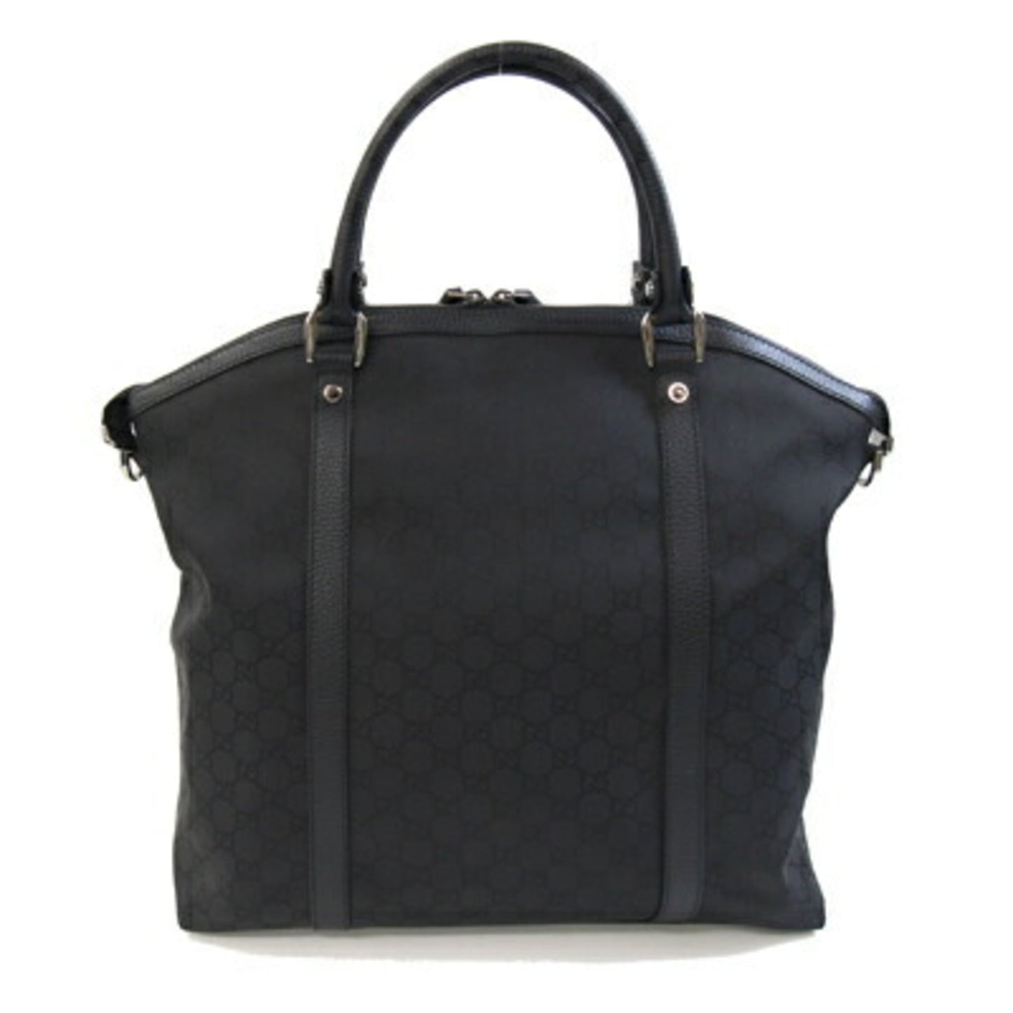 Gucci Black Nylon Leather Handbag Tote Bag ( )