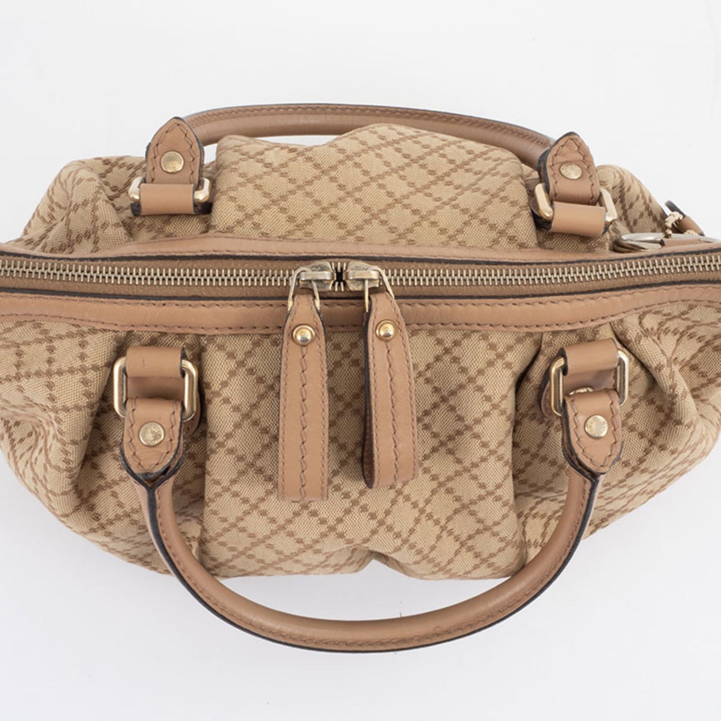 Gucci Diamante Beige Canvas Leather Handbag Shoulder Bag ( )