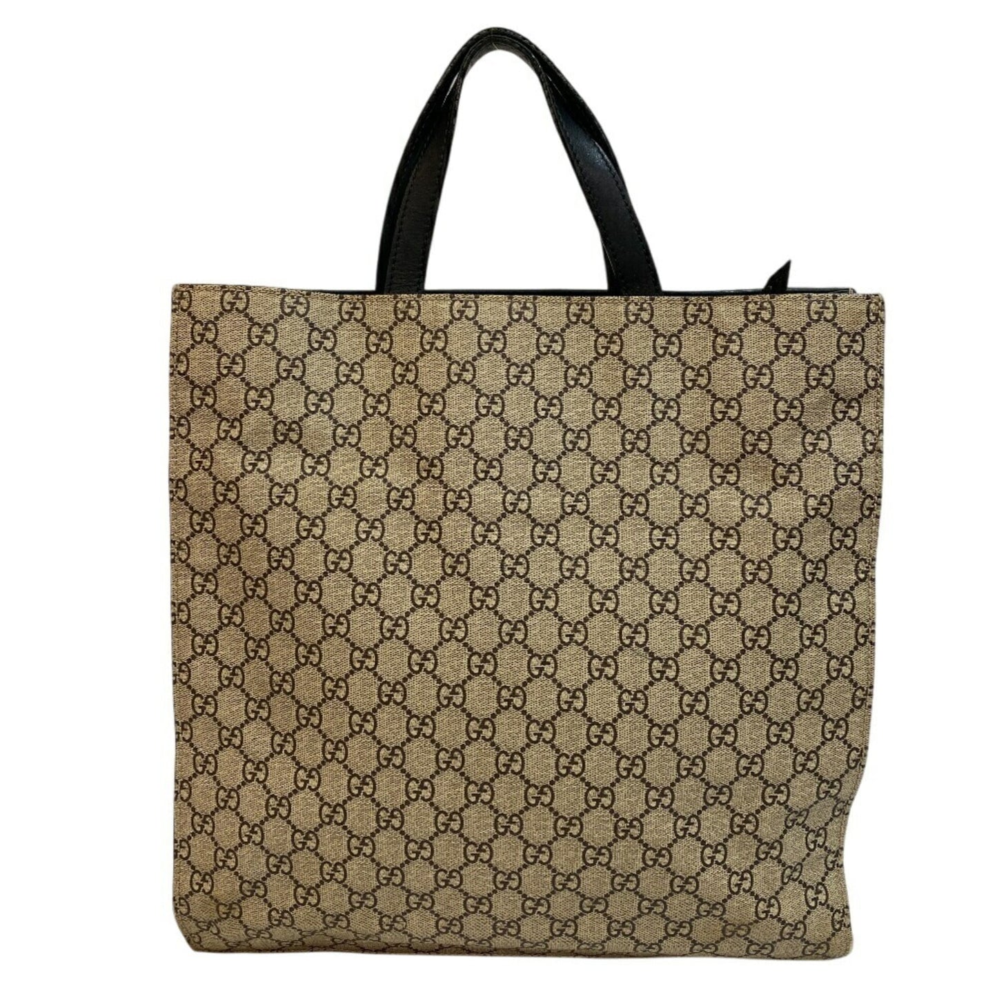 Gucci Beige Black Pvc Leather Tote Bag ( )