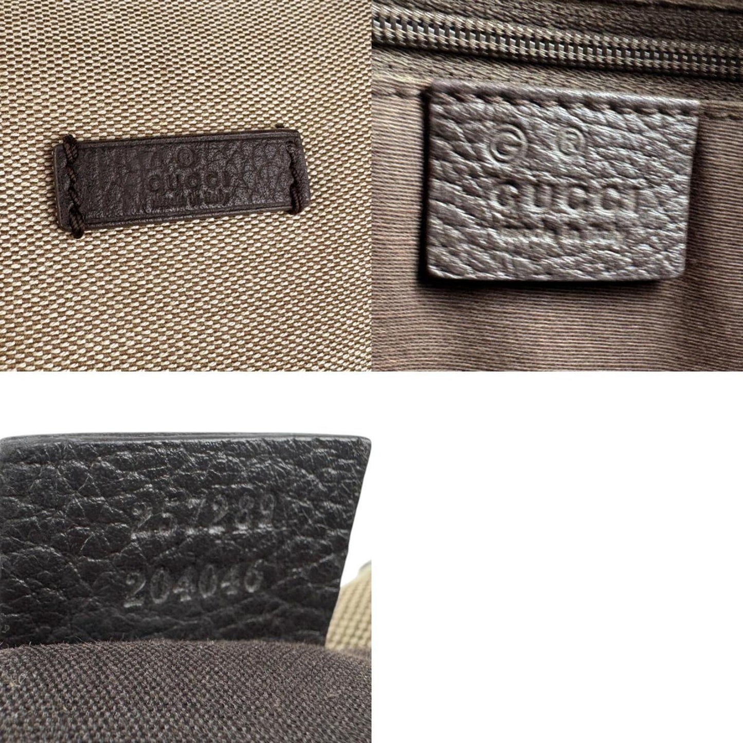 Gucci Brown Canvas Leather Handbag ( )