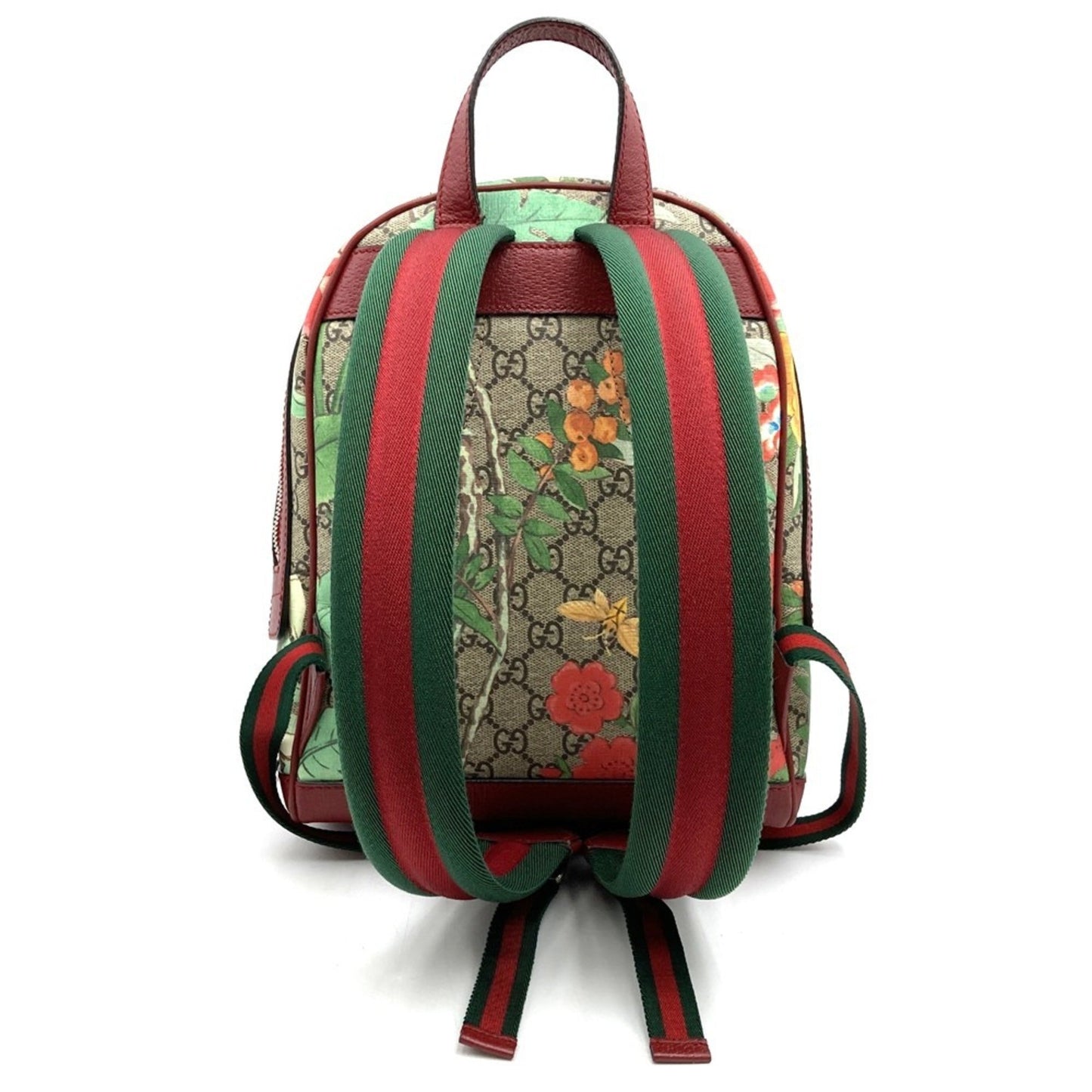 Gucci Green Multi-Color Red Color Yellow Gg Supreme Canvas Leather Backpack ( )