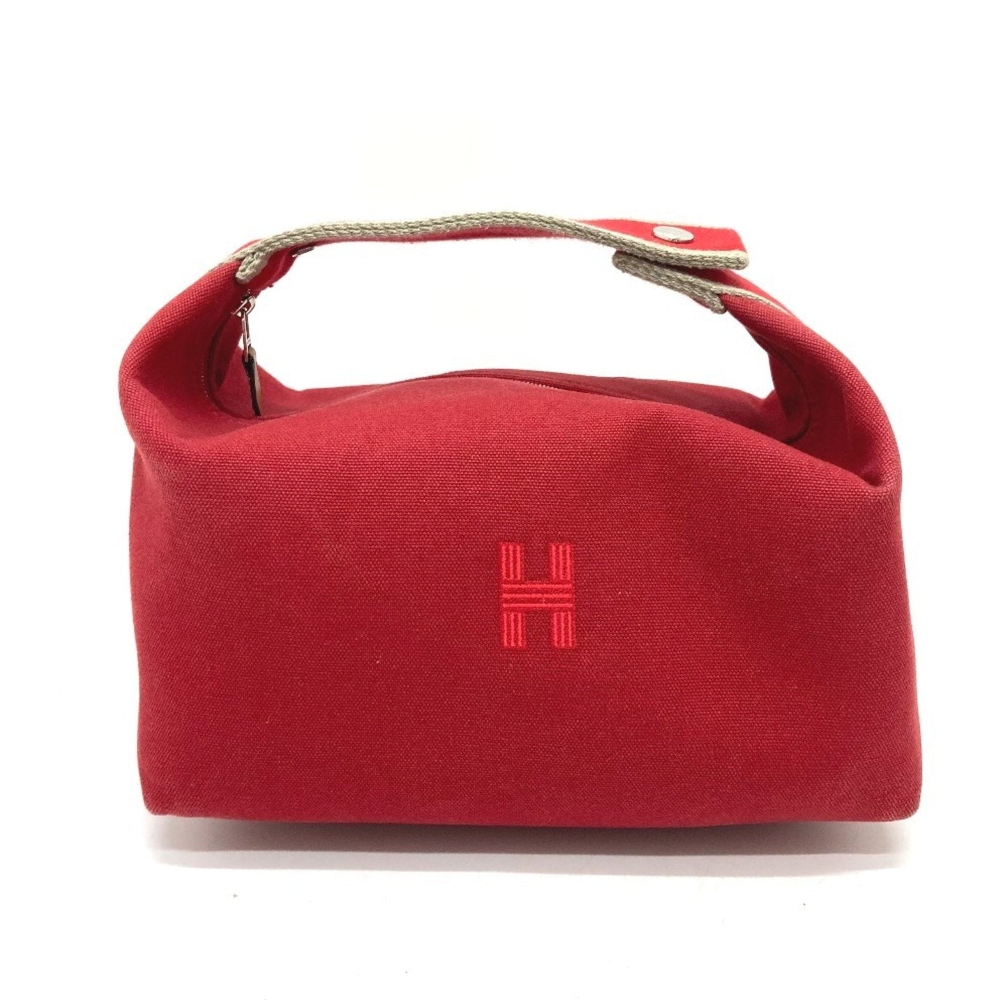 Hermes Red Color Canvas Handbag Shoulder Bag Vanity Bag ( )
