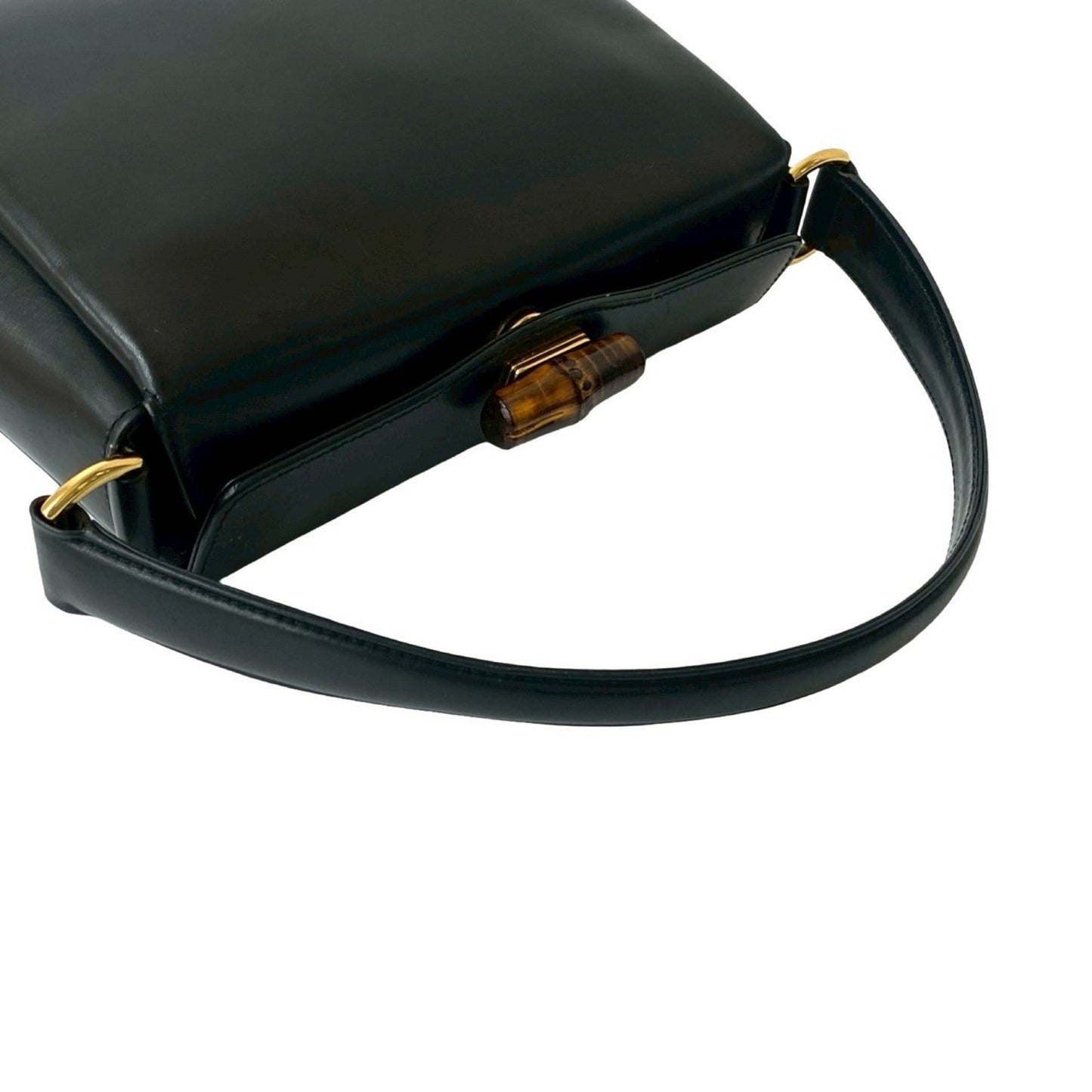 Gucci Black Leather Bamboo Handbag ( )