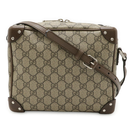 Gucci Beige Dark Brown Gg Supreme Leather Shoulder Bag ( )