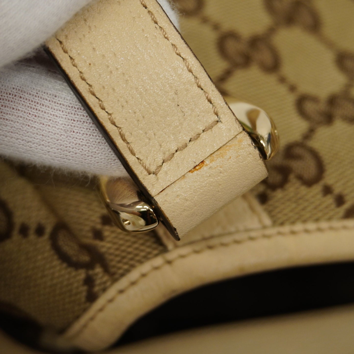 GUCCI Auth  GG Canvas Abby 130736 Women's Leather Tote Bag Beige,Ivory