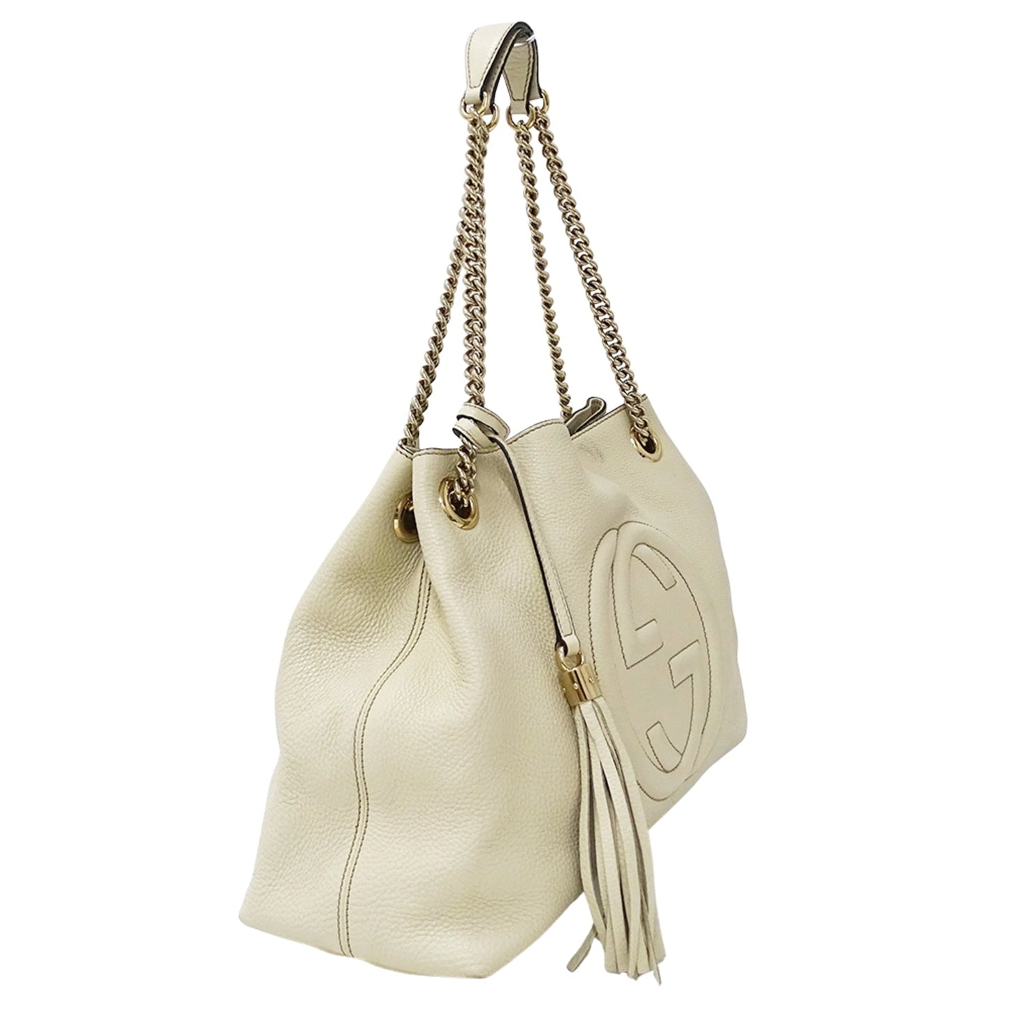 Gucci White Leather Tote Bag ( )