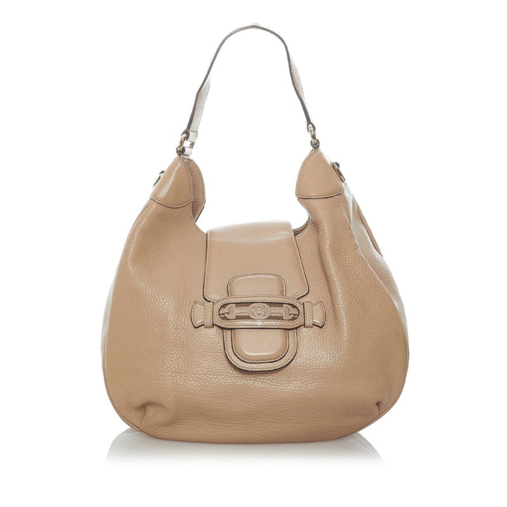 Gucci Horsebit Beige Leather Shoulder Bag