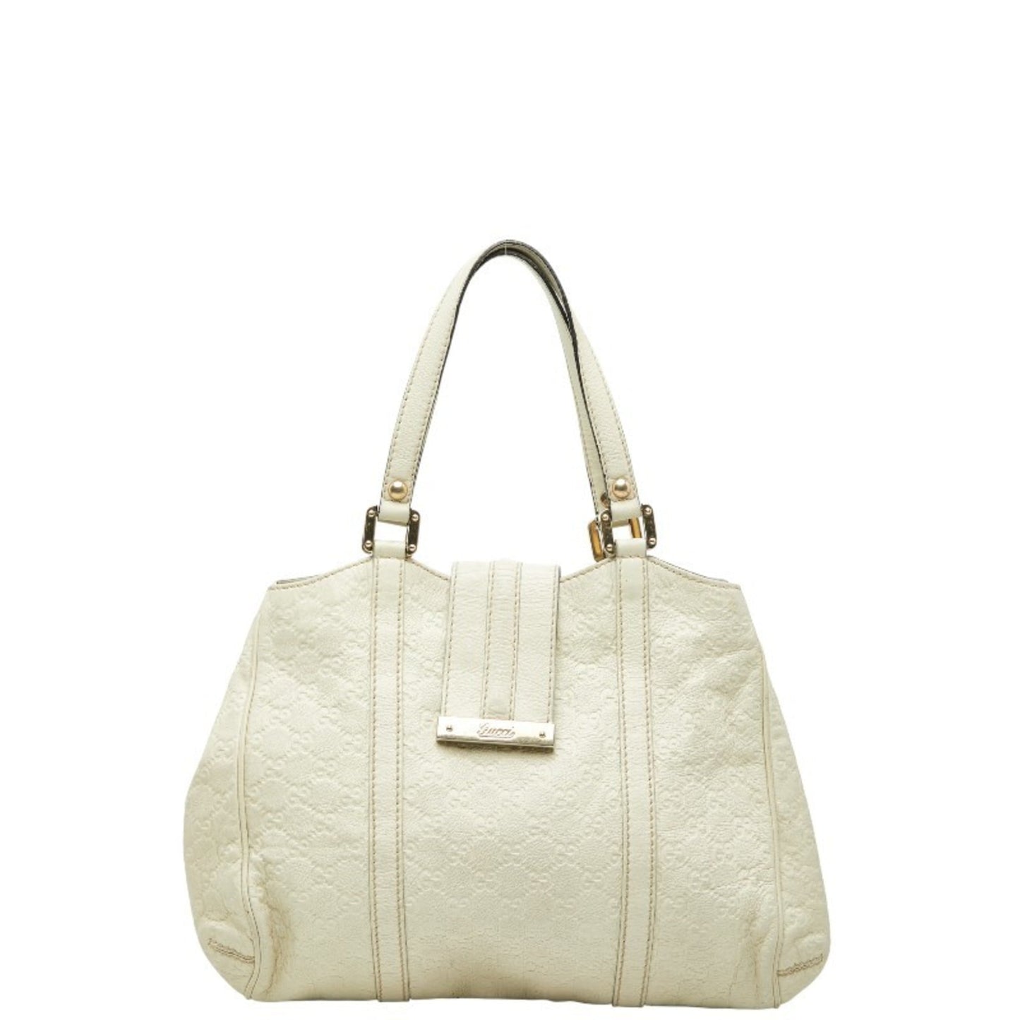 Gucci Ivory White Leather Handbag Tote Bag ( )