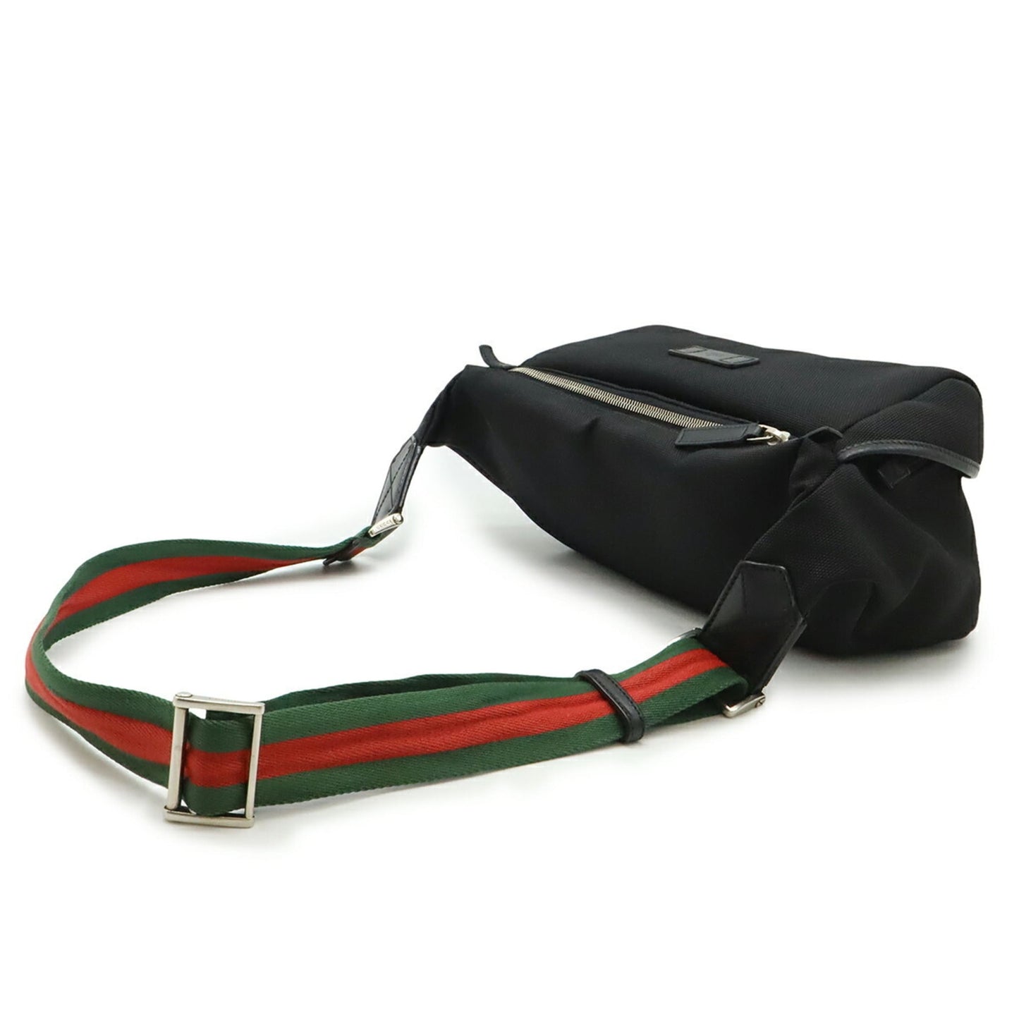 Gucci Black Green Red Color Nylon Canvas Leather Shoulder Bag Sling Bag ( )