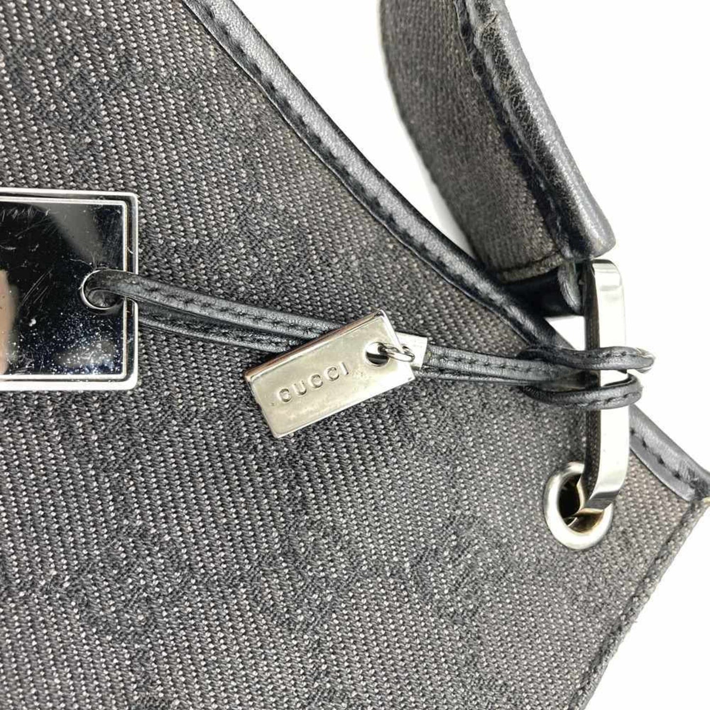 Gucci Black Denim Leather Shoulder Bag ( )