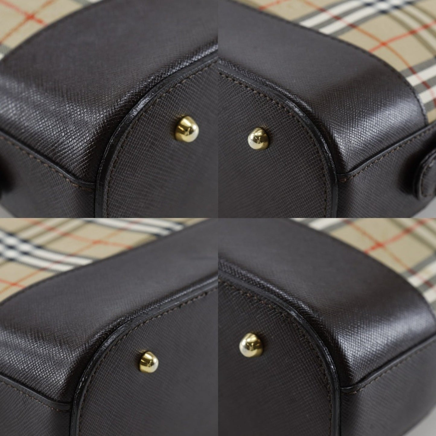 Burberry Black Brown Canvas Leather Shoulder Bag ( )
