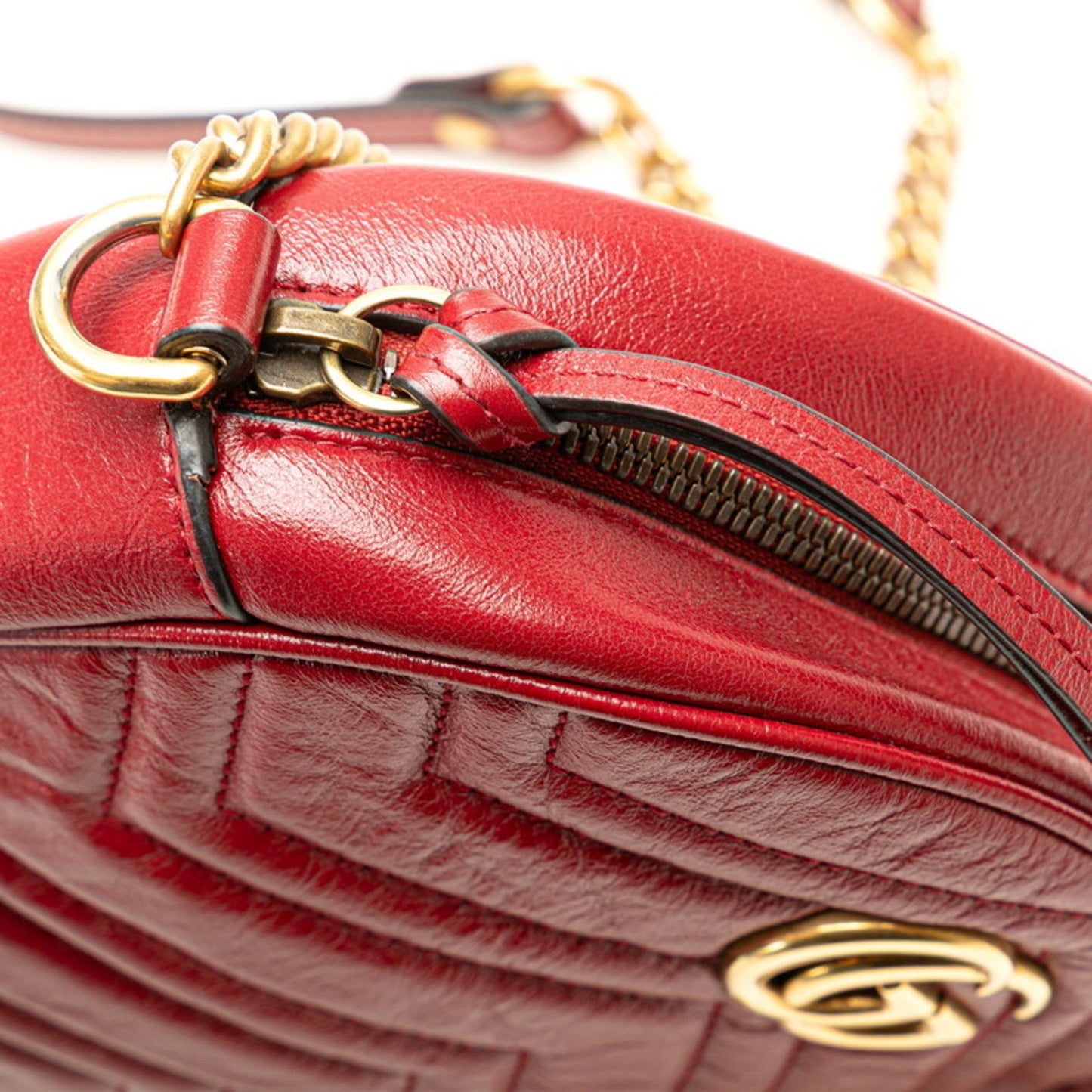 Gucci Gg Marmont Red Color Leather Shoulder Bag ( )