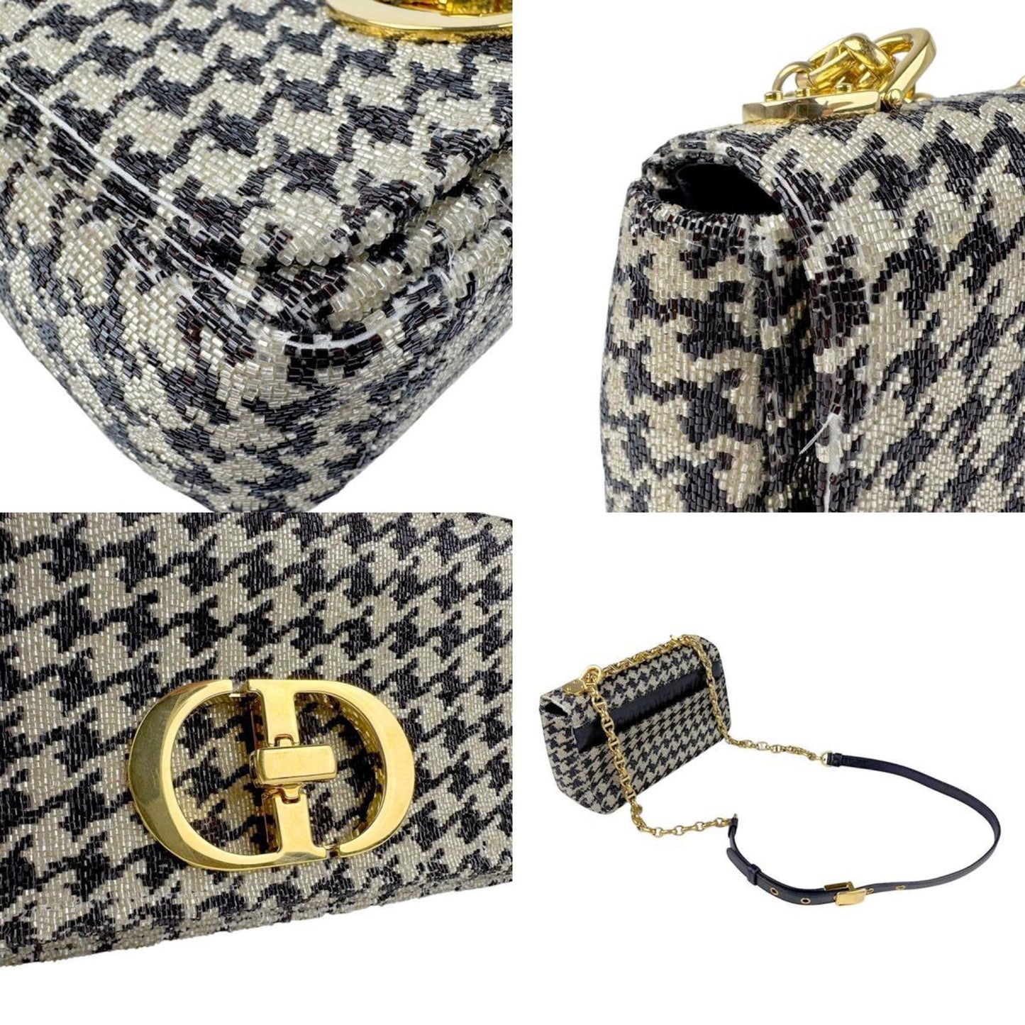 Christian Dior Beige Black Beads Shoulder Bag ()