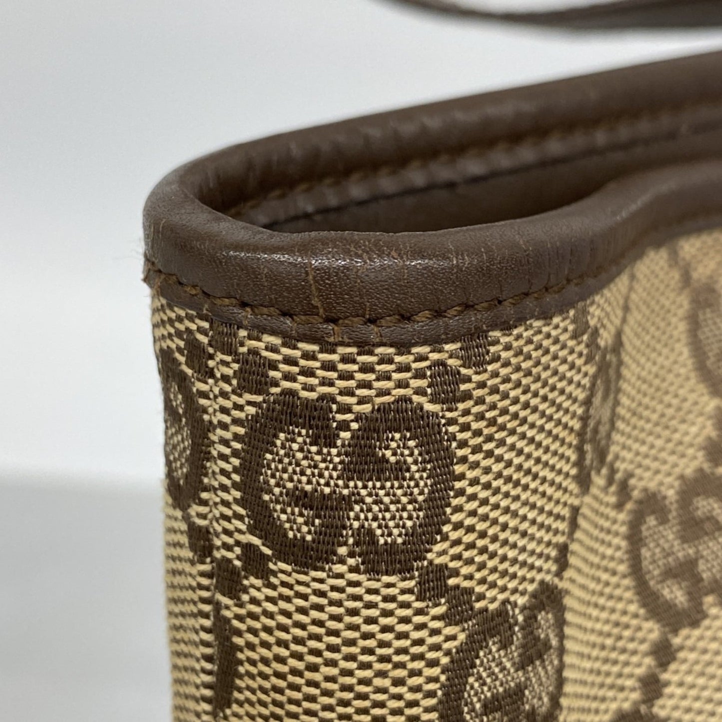 Gucci Beige Brown Canvas Tote Bag ( )
