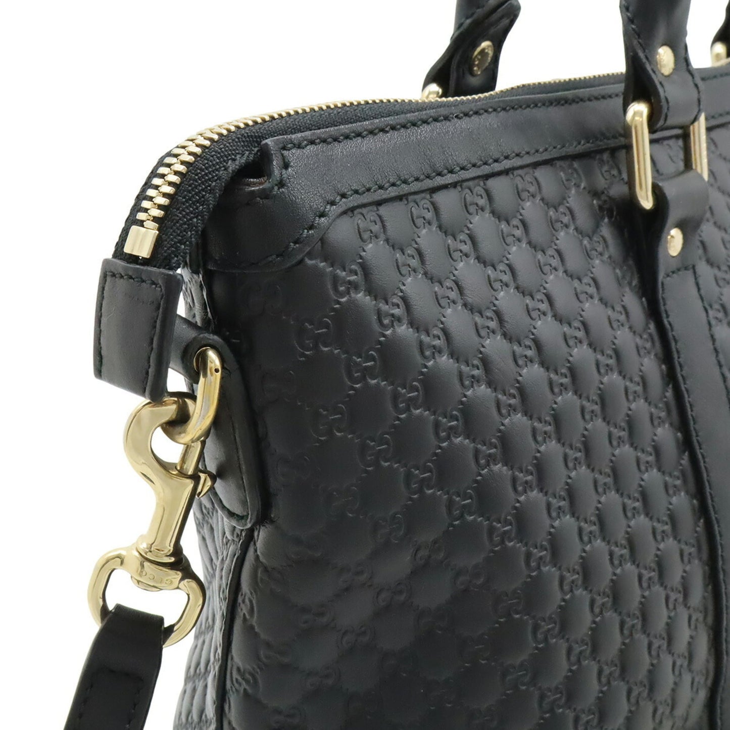 Gucci Black Micro Gg Leather Shoulder Bag Tote Bag ( )
