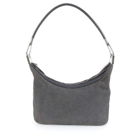 Gucci Black Leather Canvas Shoulder Bag ( )