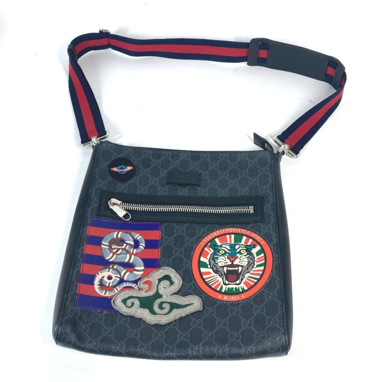 Gucci Black Multi-Color Gg Supreme Messenger Bag Shoulder Bag ( )