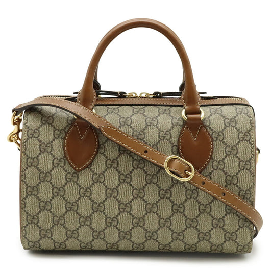 Gucci Beige Brown Gg Supreme Canvas Leather Handbag Shoulder Bag ( )