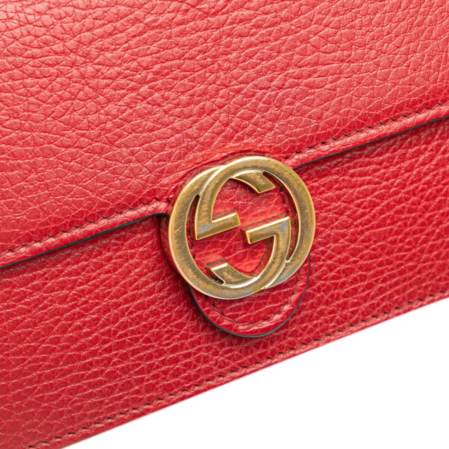 Gucci Red Color Leather Chain/Shoulder Wallet ( )