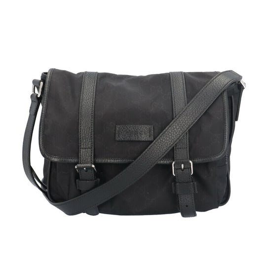 Gucci Black Nylon Leather Messenger Bag Shoulder Bag ( )
