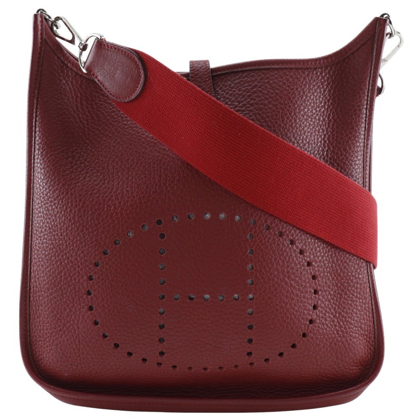 Hermes Red Color Taurillon Clemence Leather Shoulder Bag ( )