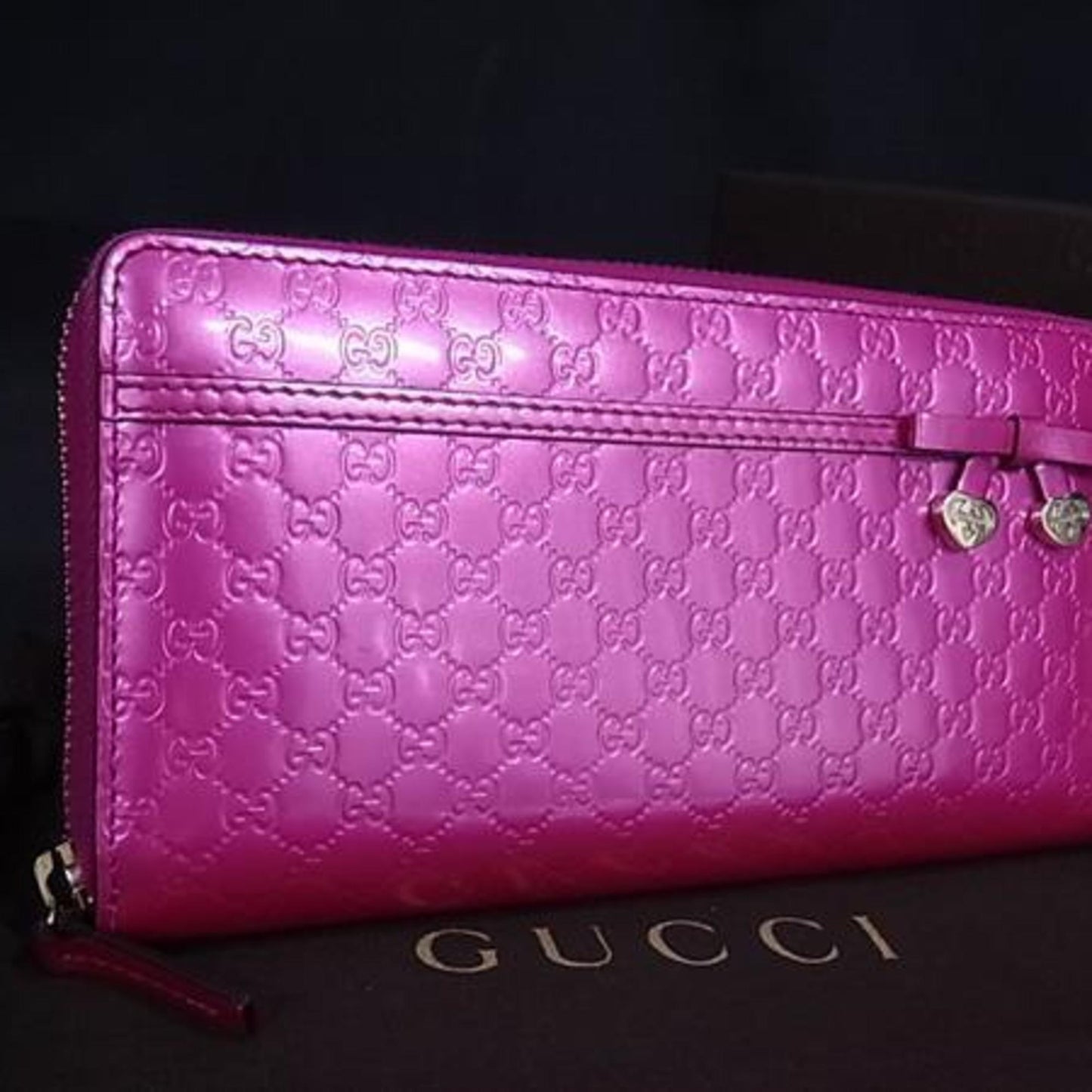 Gucci Pink Purple Patent Leather Long Wallet (Bi-Fold) ( )