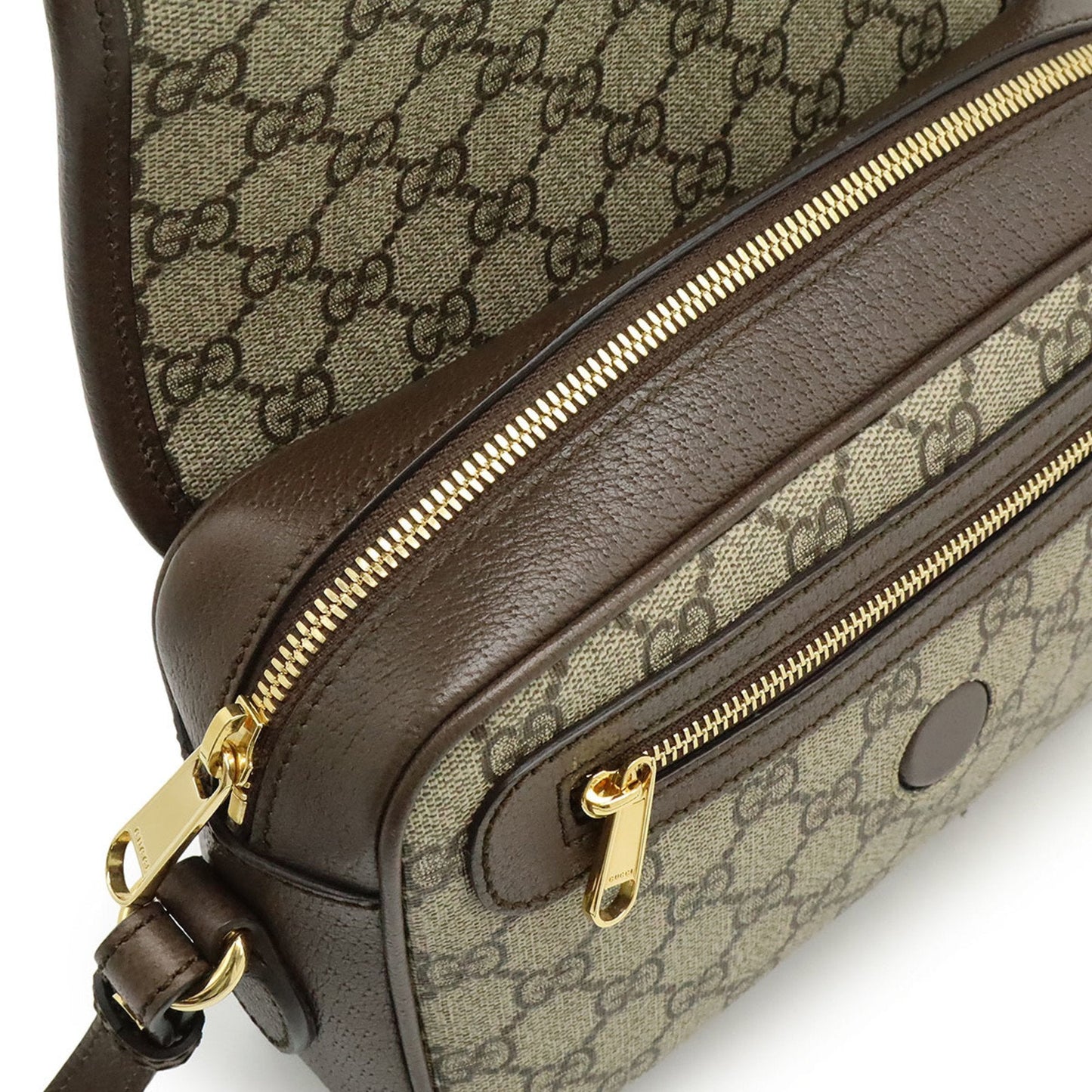 Gucci Beige Brown Green Red Color Gg Supreme Leather Shoulder Bag ( )
