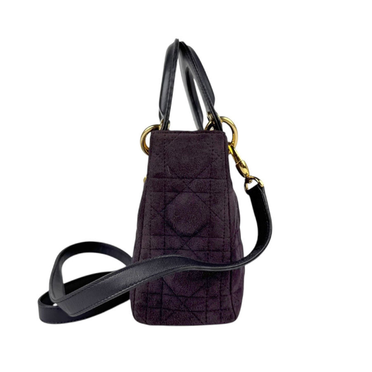 Christian Dior Black Purple Suede Leather Handbag Shoulder Bag ()