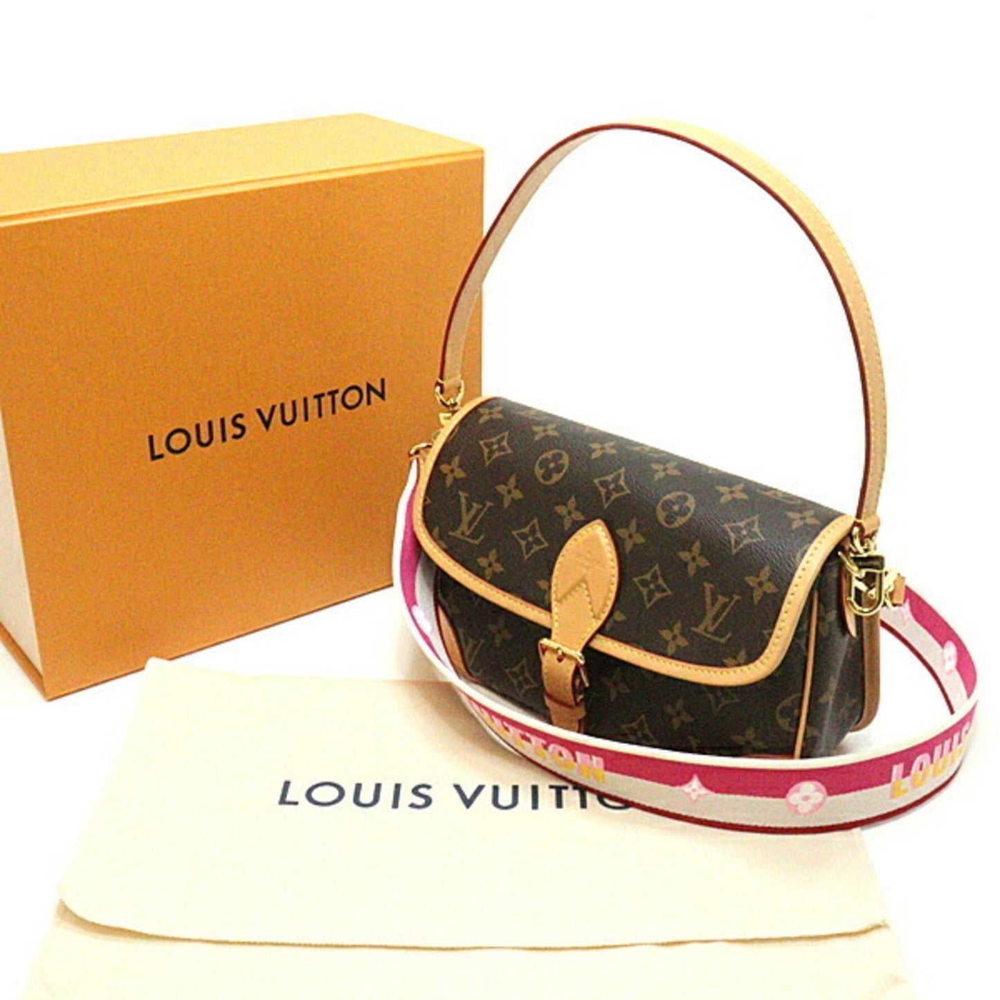 Louis Vuitton Diane NM PM Fuchsia Shoulder Bag Monogram Nume Leather