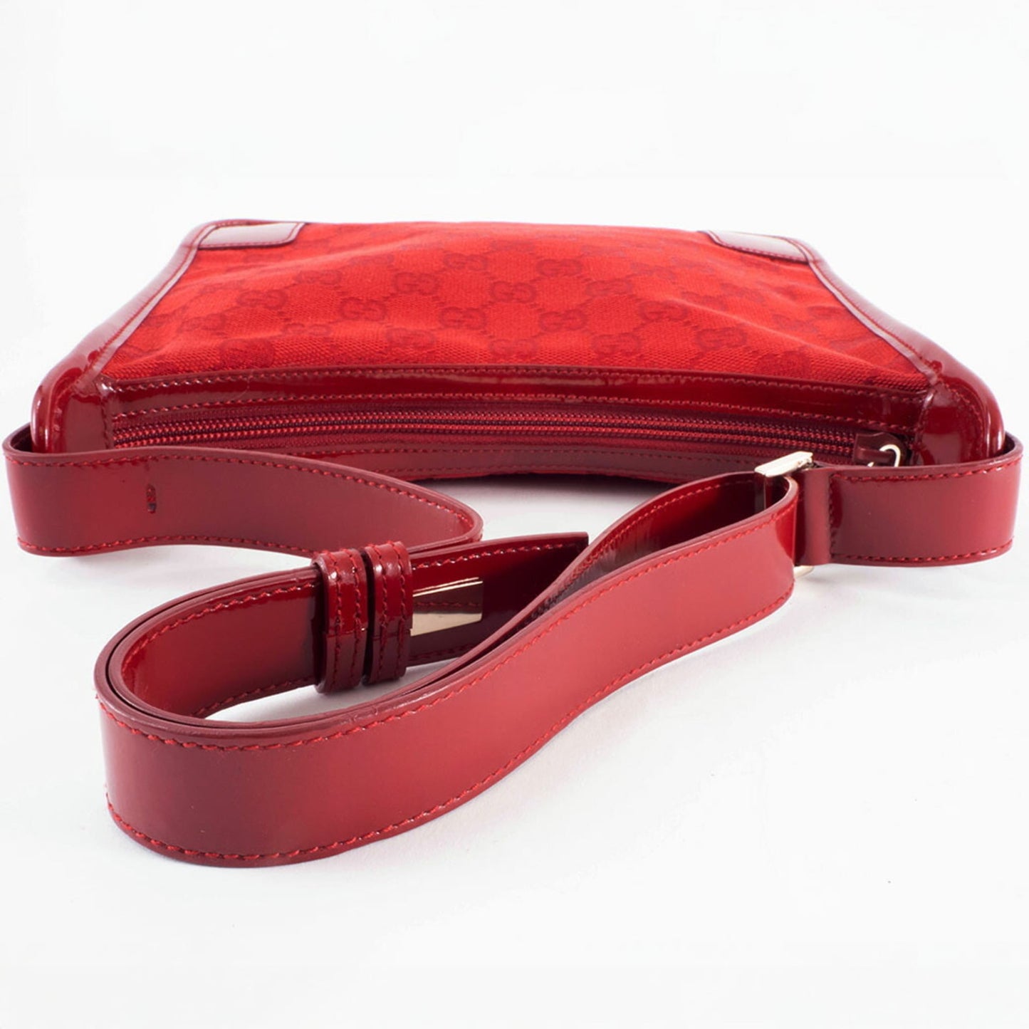 Gucci Red Color Canvas Leather Shoulder Bag ( )