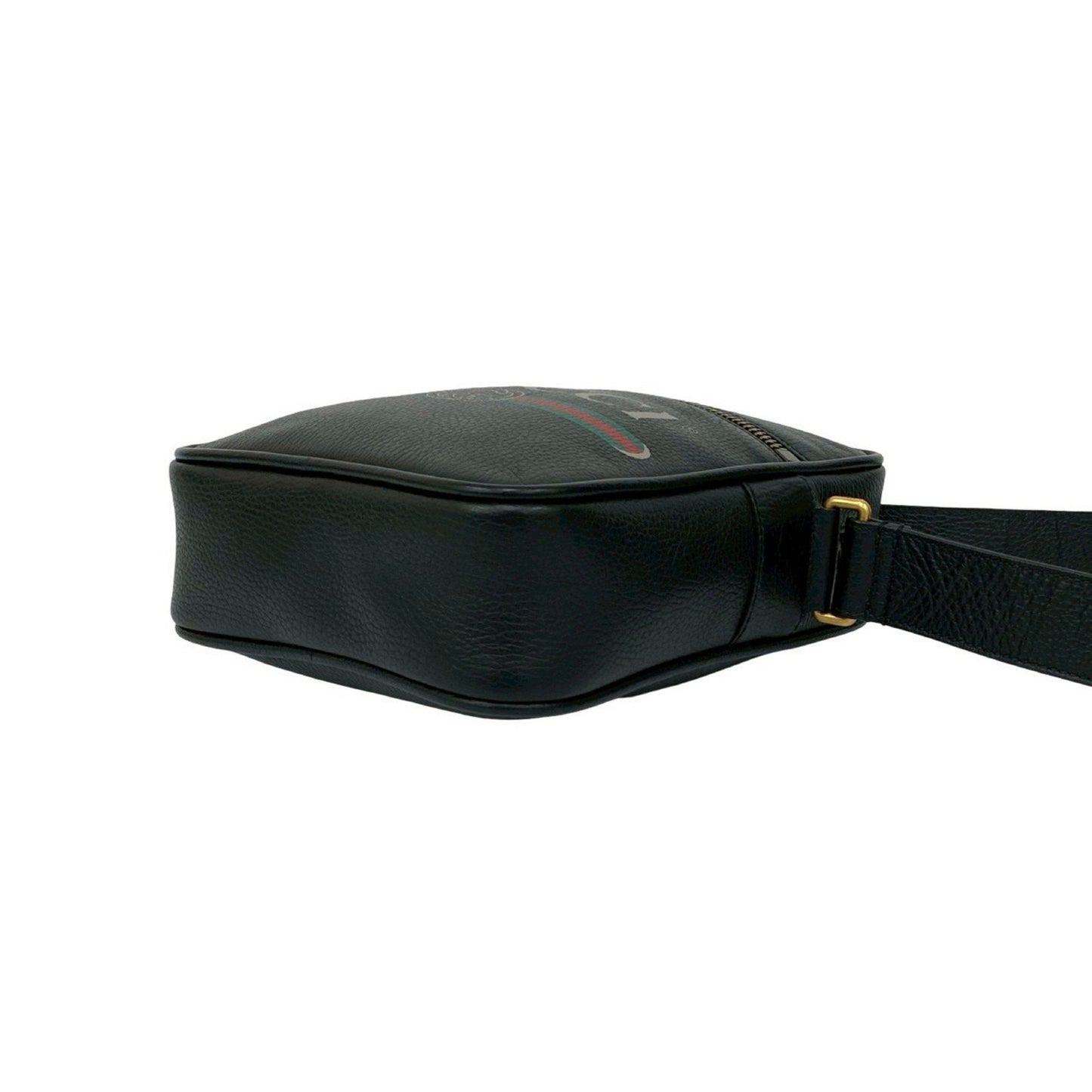 Gucci Black Green Red Color Leather Messenger Bag Pochette Shoulder Bag ( )