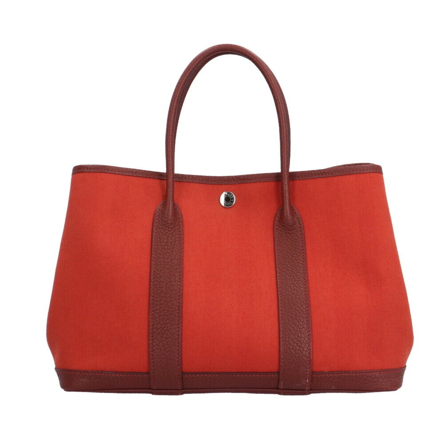 Hermes Red Color Toile Chevron Negonda Leather Handbag ( )