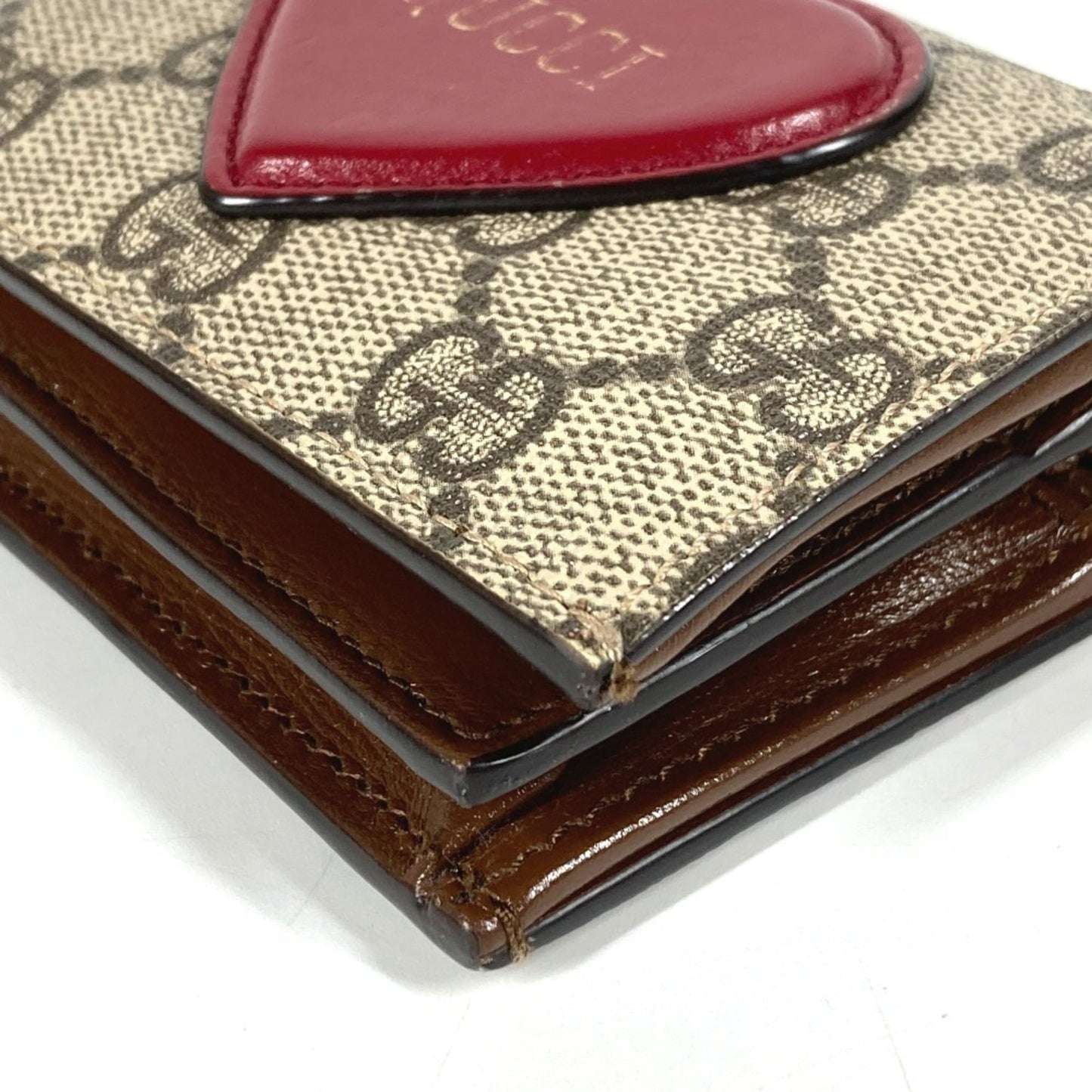 Gucci Gg Supreme Beige Red Color Gg Supreme Long Wallet (Bi-Fold) ( )